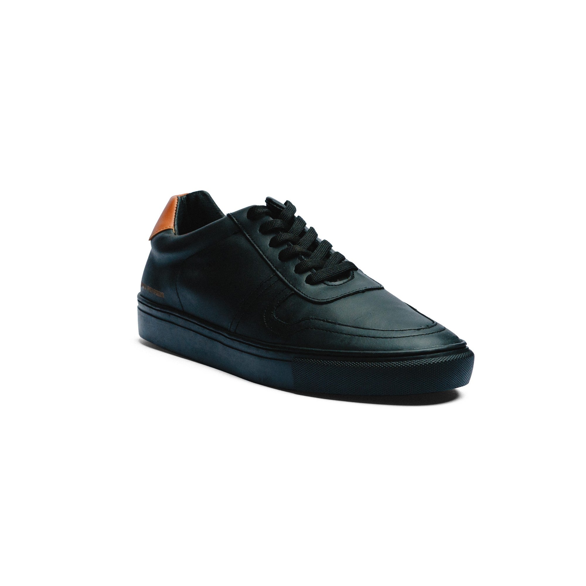 BLACK PEPPERS Lowtop Leather Sneaker TURIN Black/Orange Heel