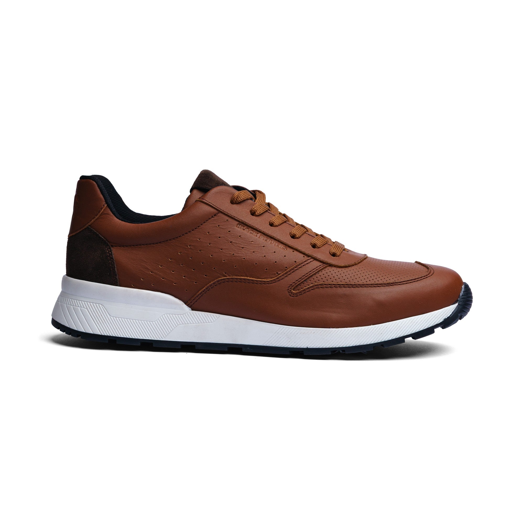 Tenis de Piel Black Peppers Trainer Leather Sneaker EOS Camel/White Sole