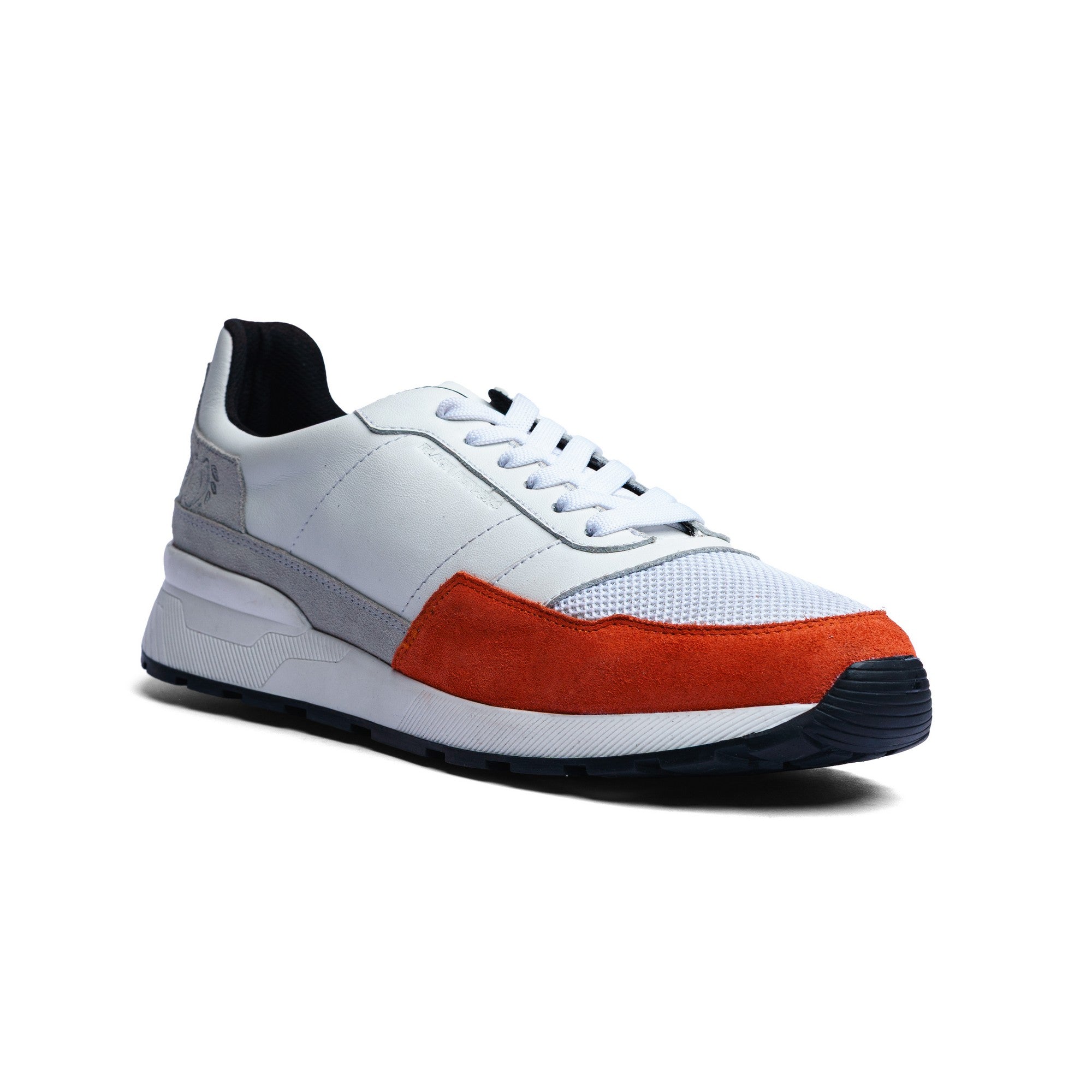 BLACK PEPPERS Trainer Leather Sneaker VERONA White/Orange
