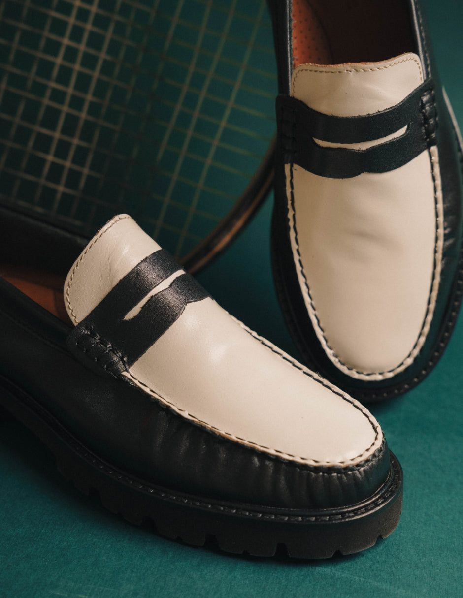 Leather Loafers Black/White