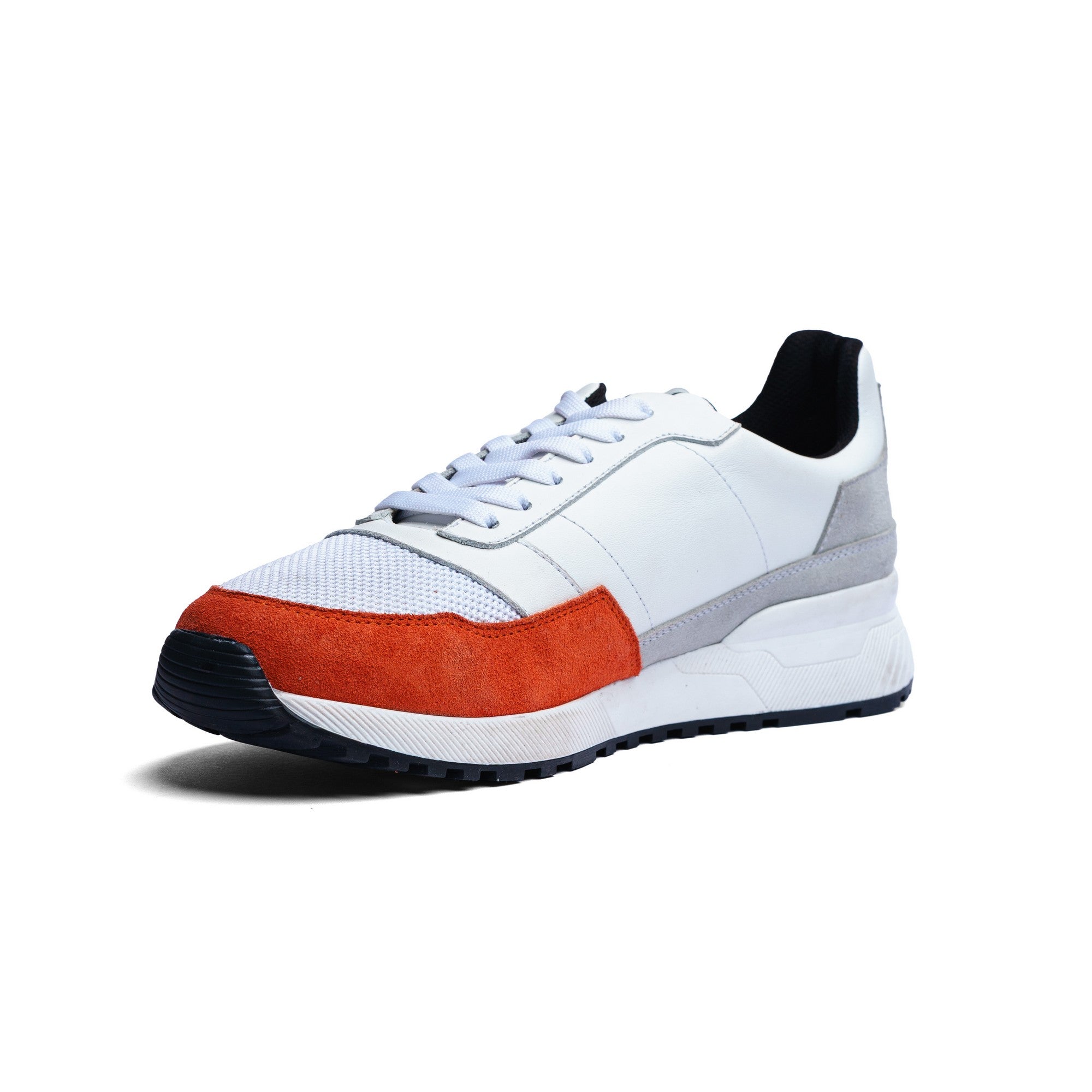 BLACK PEPPERS Trainer Leather Sneaker VERONA White/Orange