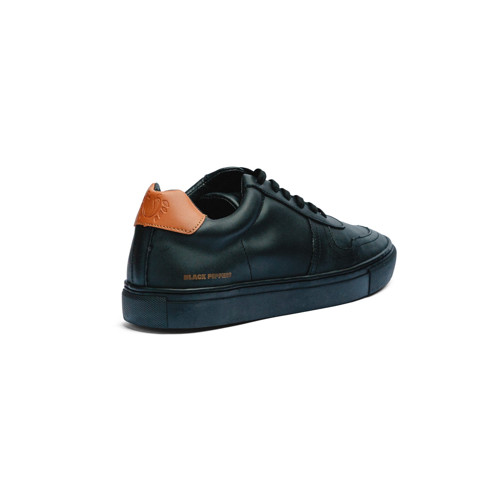 BLACK PEPPERS Lowtop Leather Sneaker TURIN Black/Orange Heel