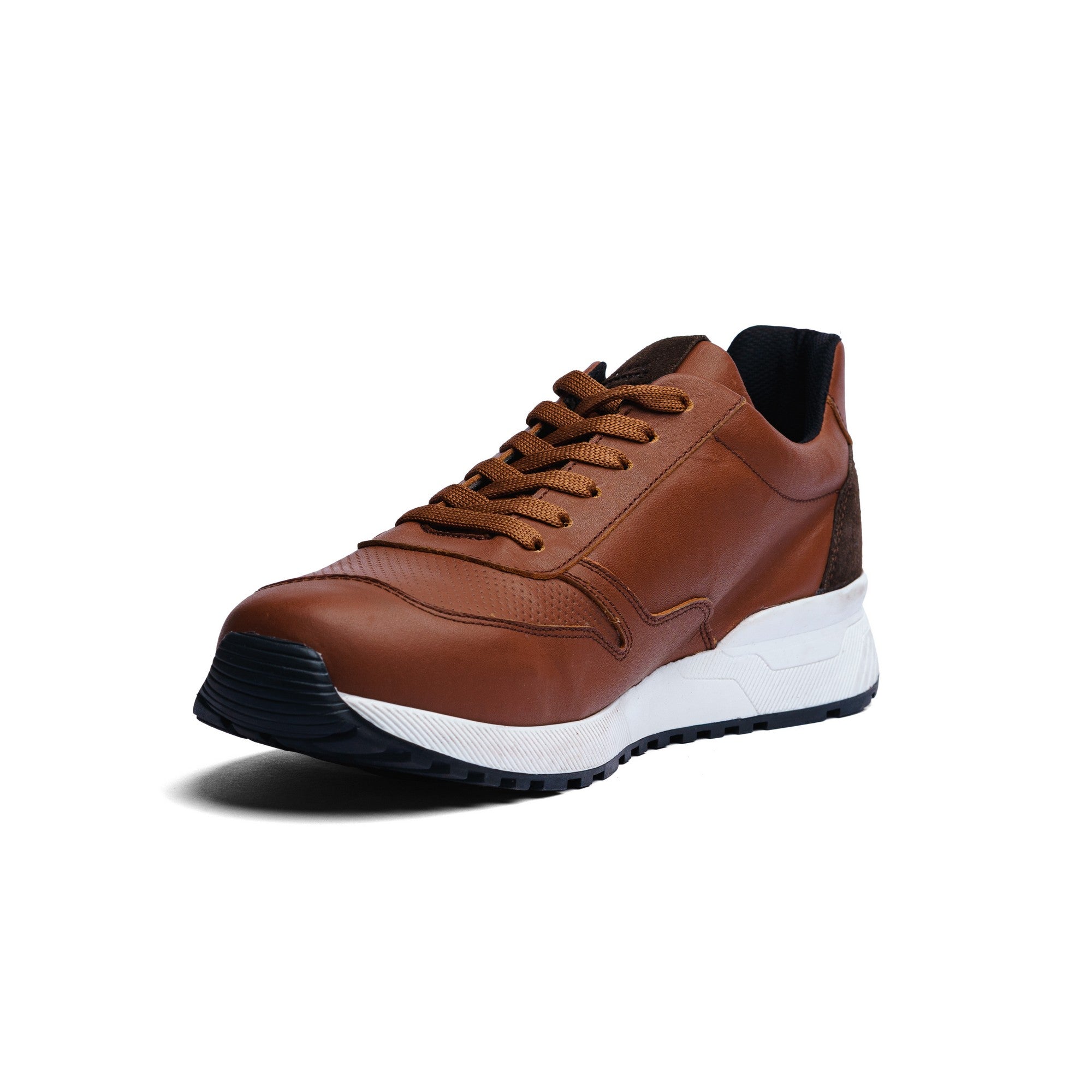 Tenis de Piel Black Peppers Trainer Leather Sneaker EOS Camel/White Sole
