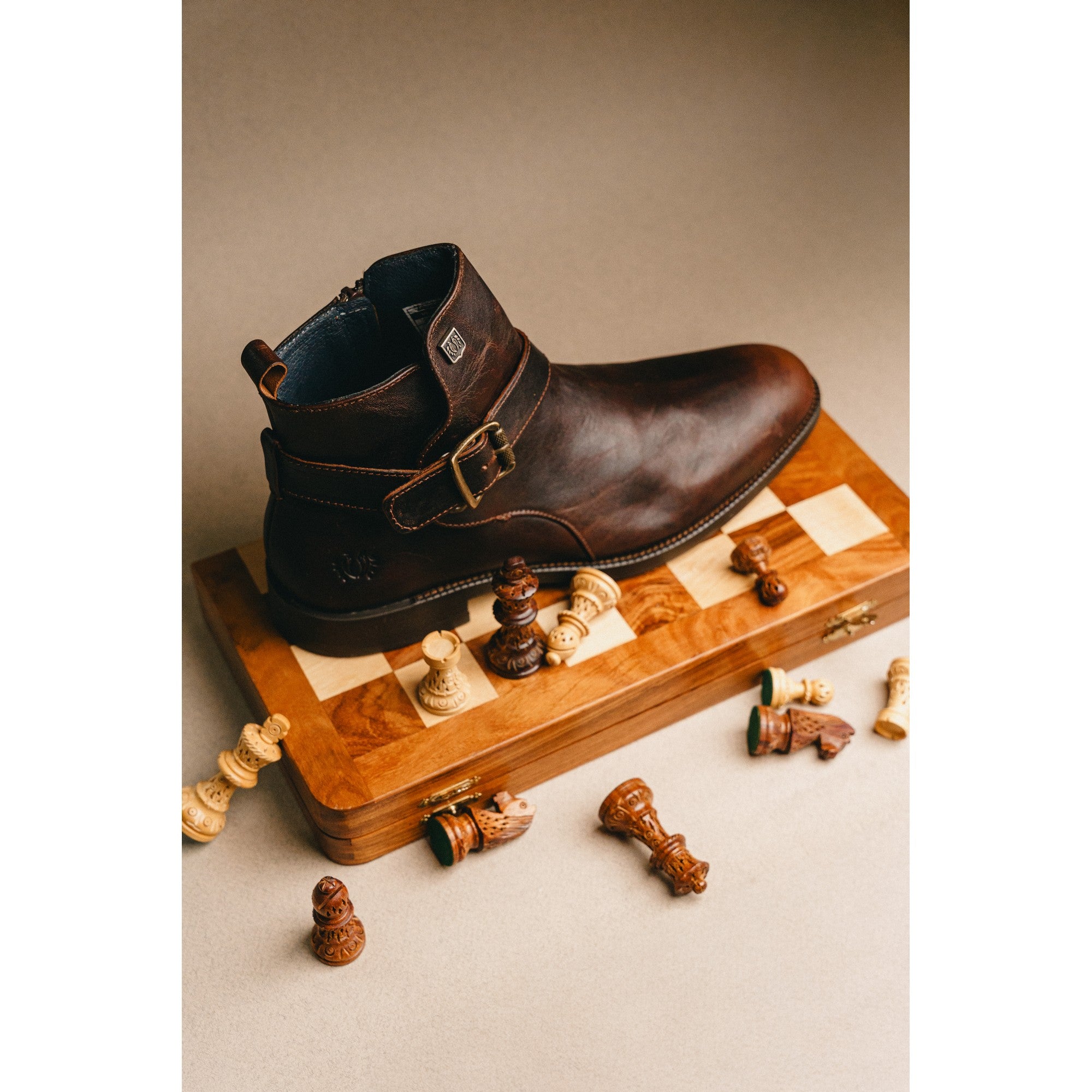 BLACK PEPPERS Brown Leather BIKER