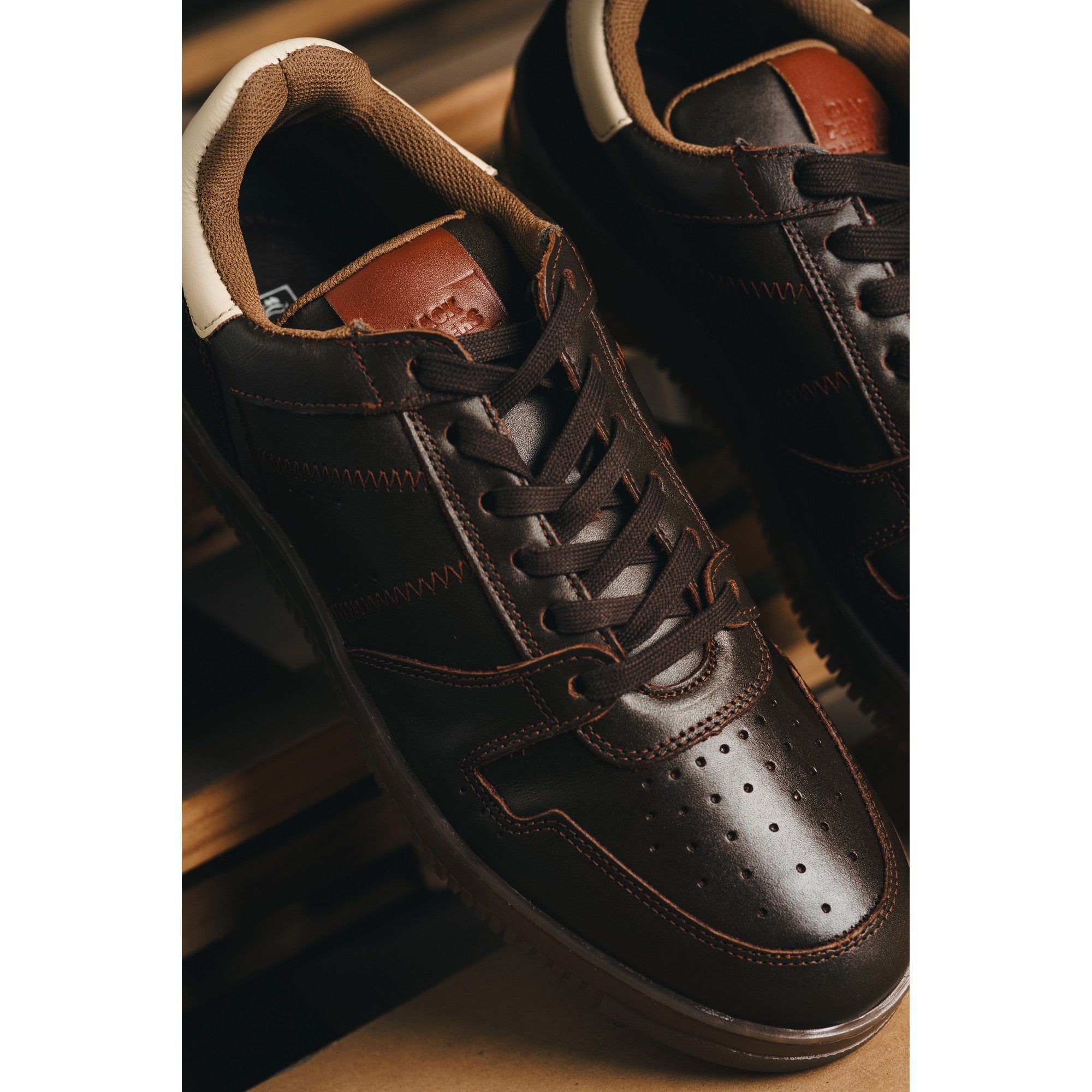 BLACK PEPPERS Lowtop Leather Sneaker CRUISE Chocolate