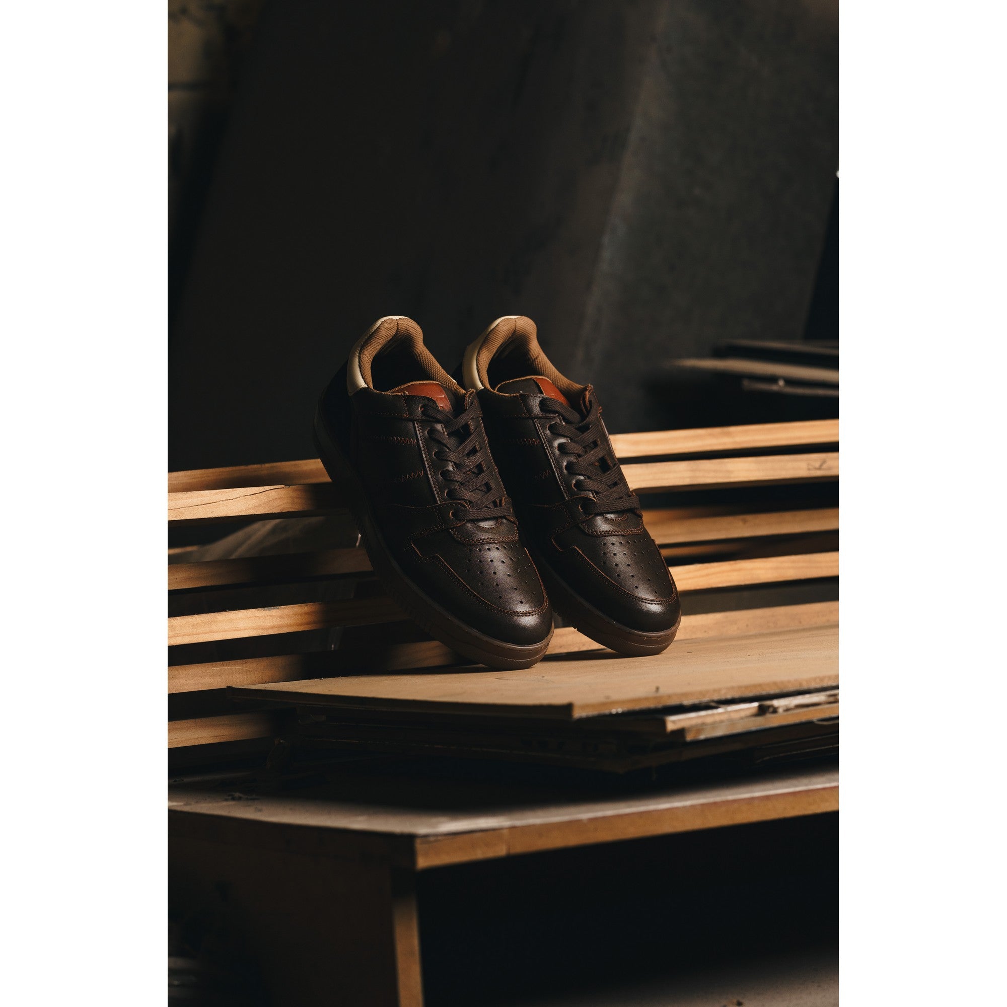 BLACK PEPPERS Lowtop Leather Sneaker CRUISE Chocolate