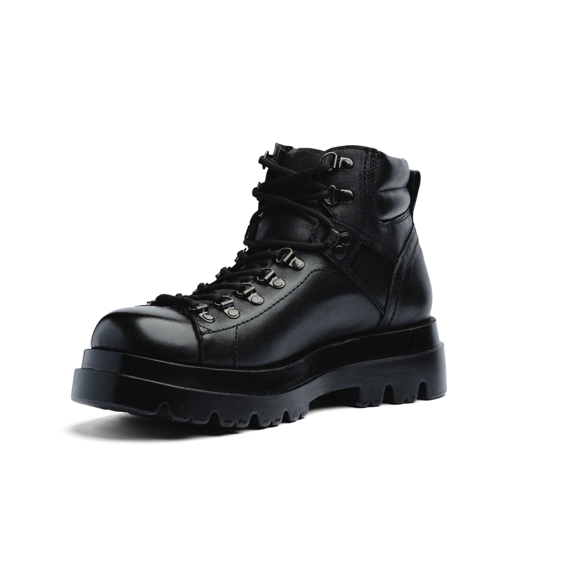 BLACK PEPEPRS Black Leather HIKER BOOTS