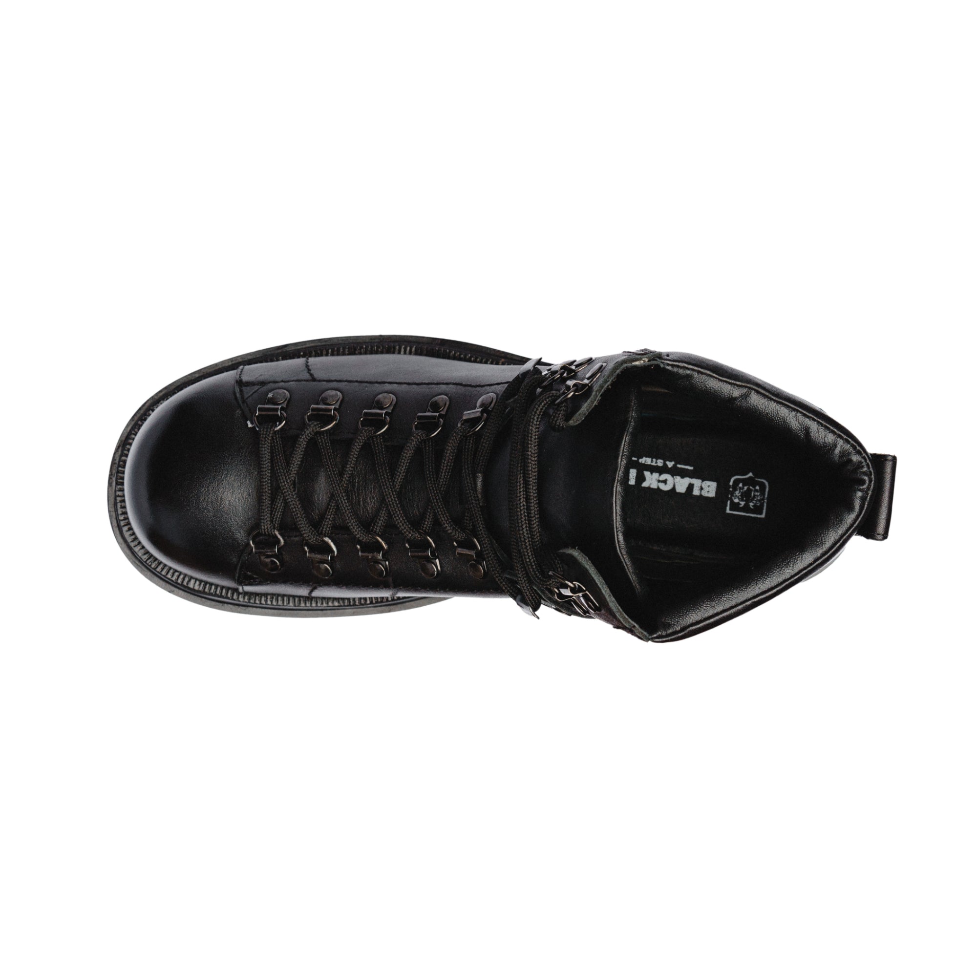 BLACK PEPEPRS Black Leather HIKER BOOTS