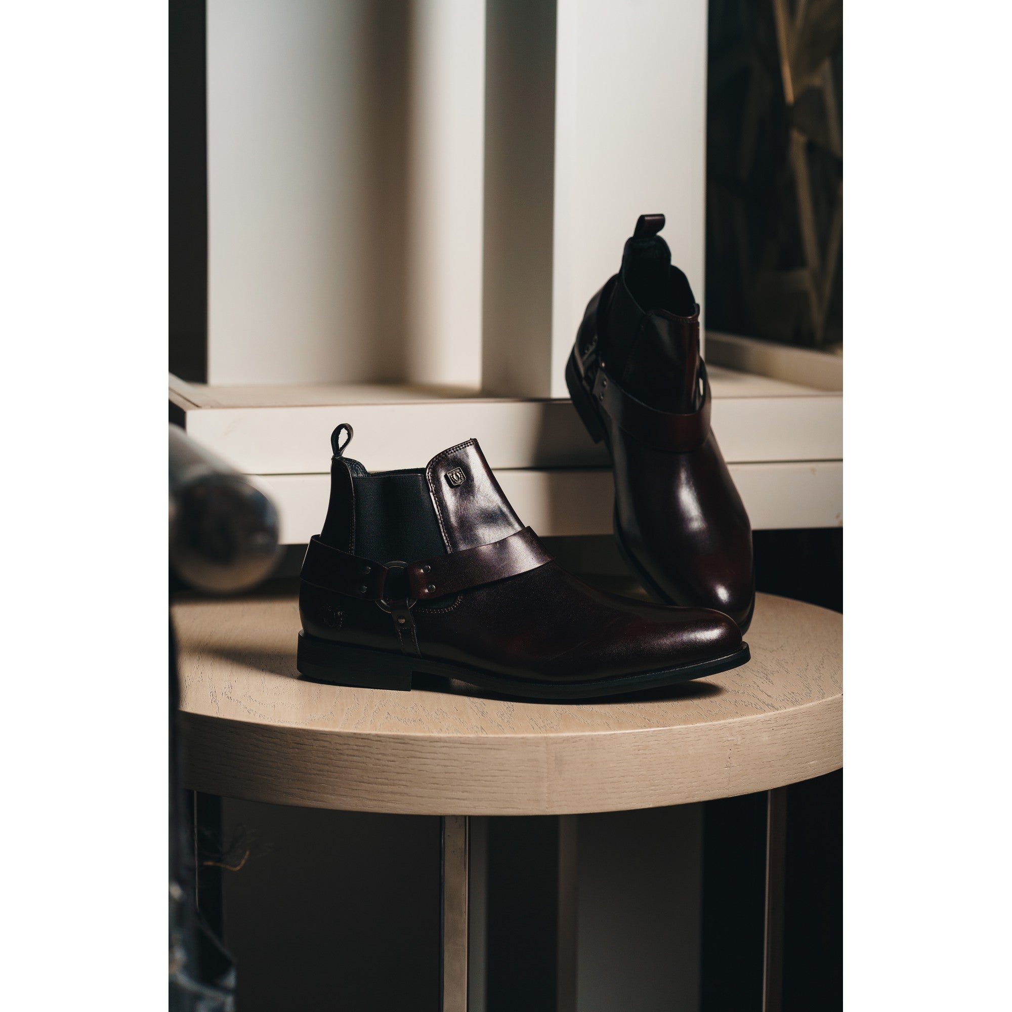 BLACK PEPPERS Red Wine Leather LACE CHELSEA