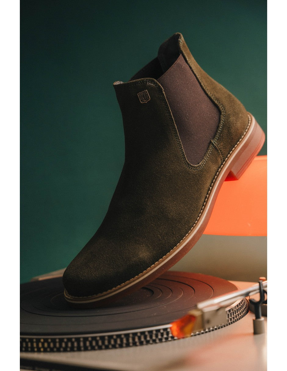 Olive Green Suede Leather Classic Chelsea