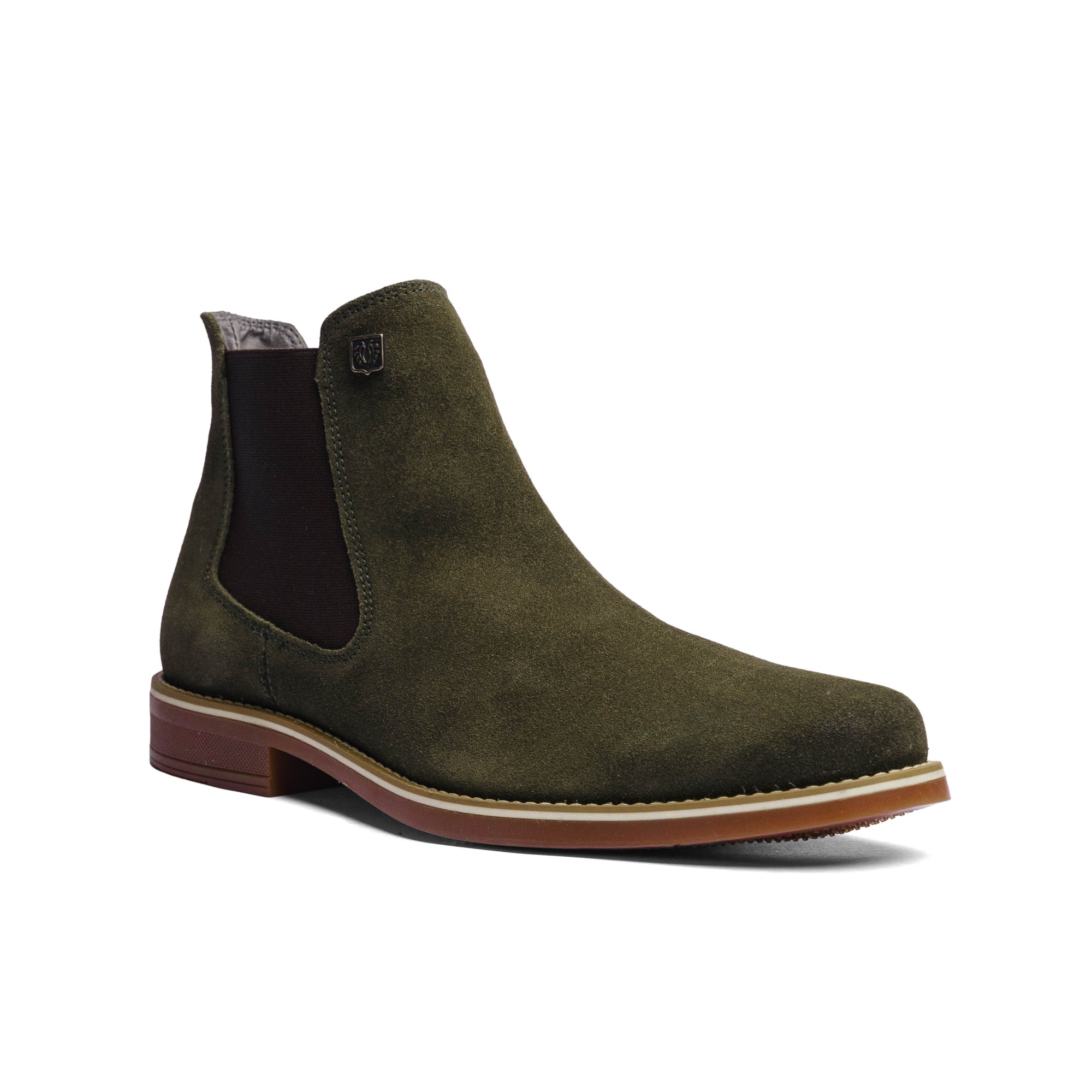 BLACK PEPPERS Olive Green Suede Leather Classic Chelsea