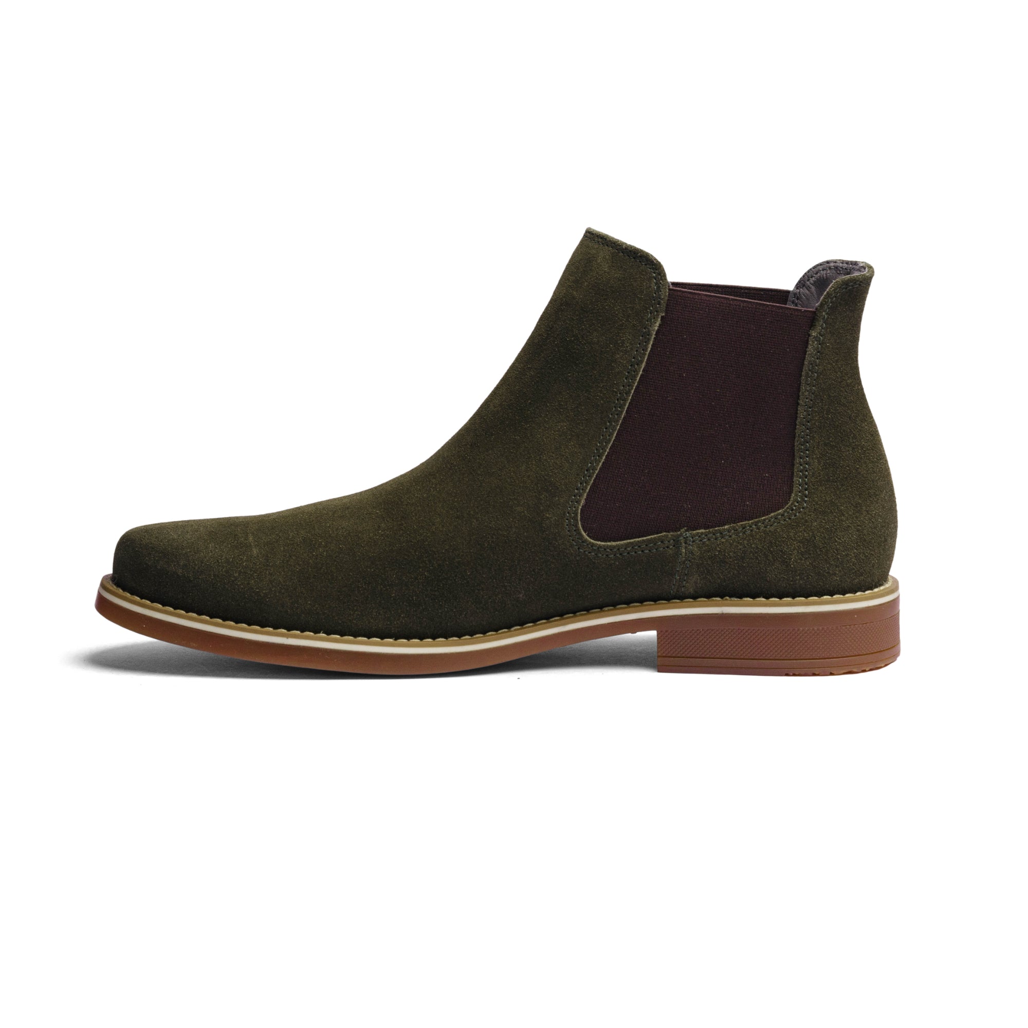BLACK PEPPERS Olive Green Suede Leather Classic Chelsea