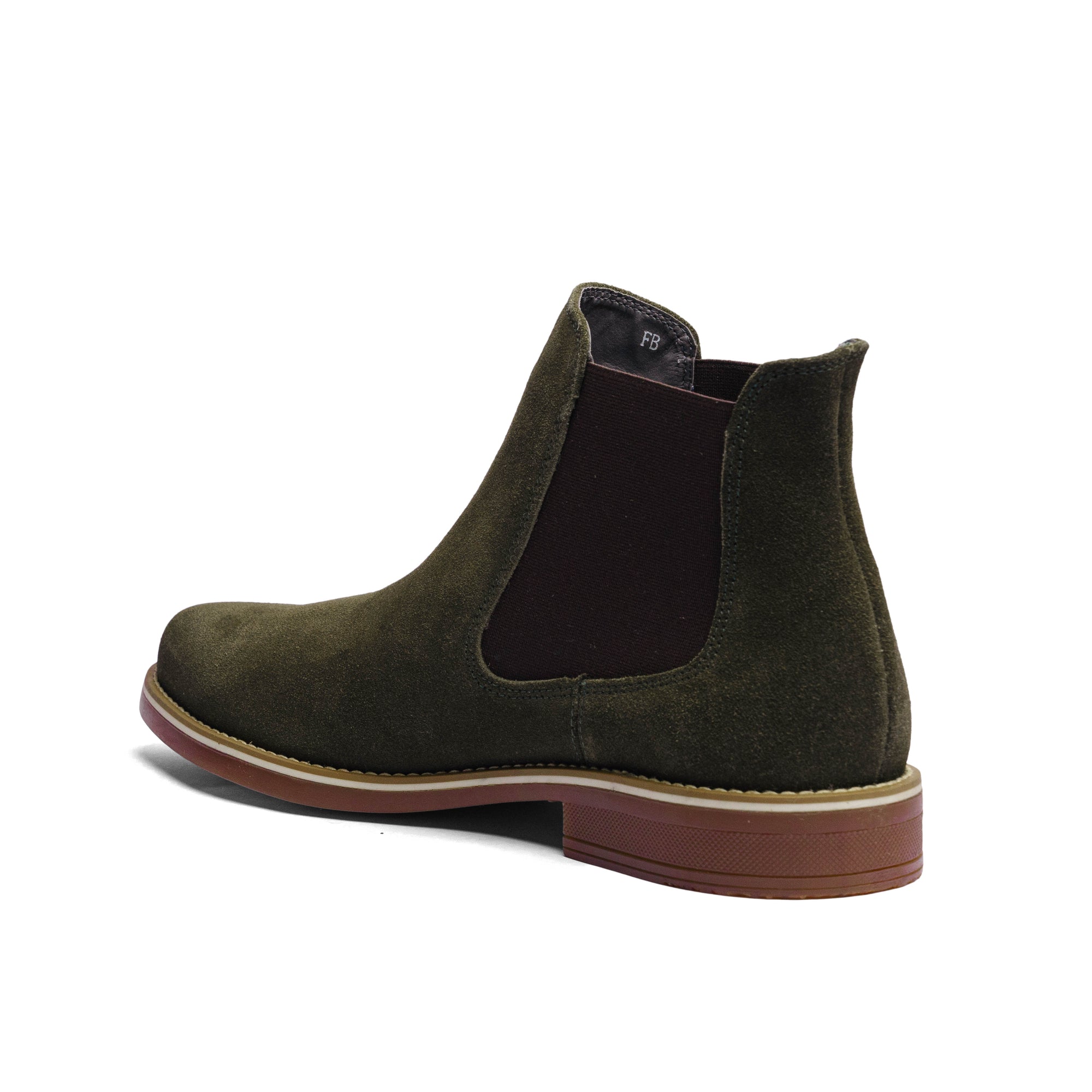 BLACK PEPPERS Olive Green Suede Leather Classic Chelsea