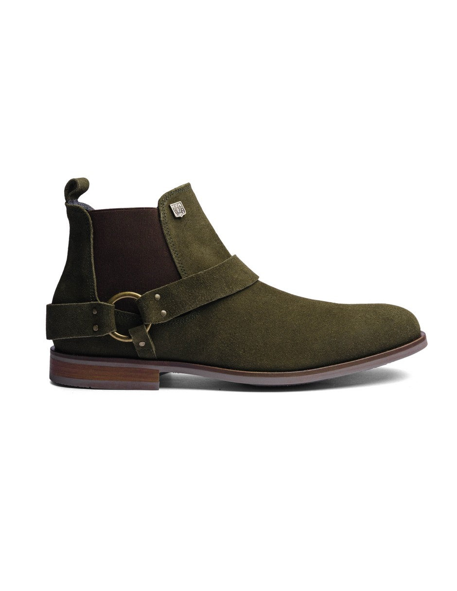 Olive Green Suede Leather LACE CHELSEA