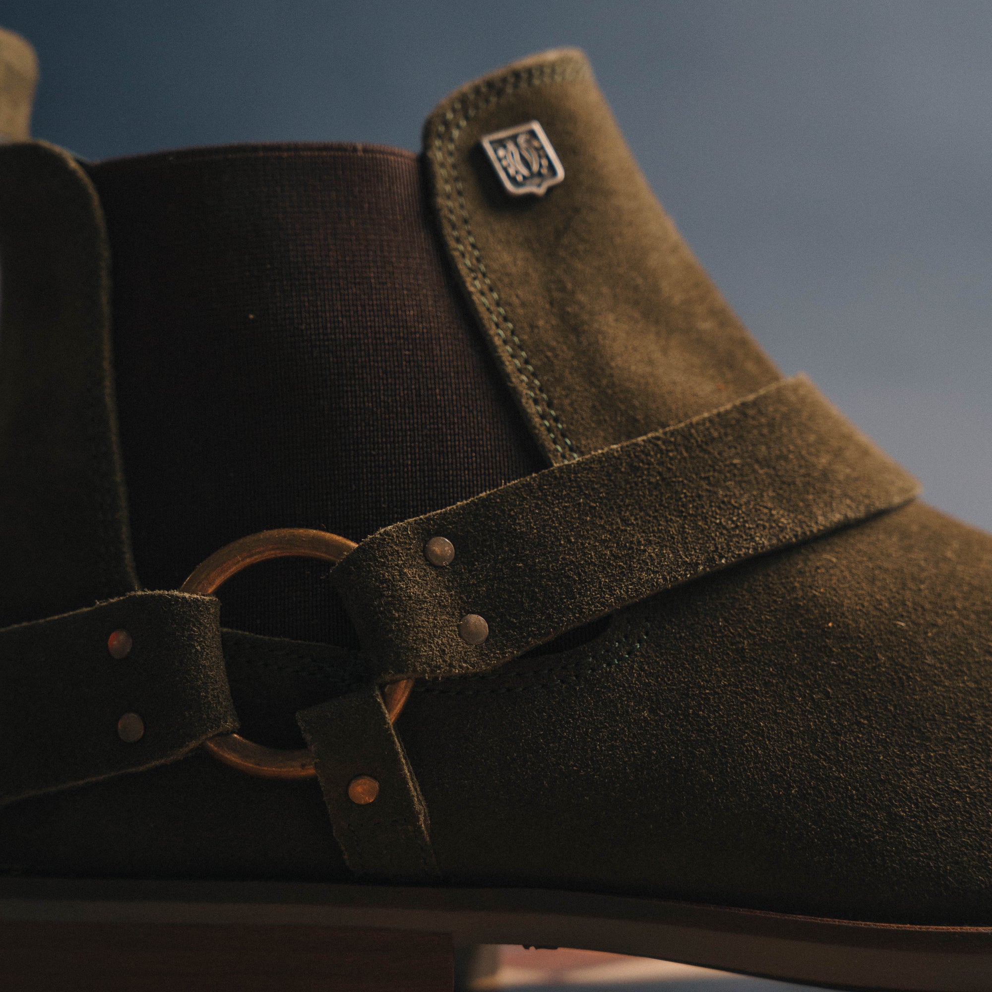 Olive Green Suede Leather LACE CHELSEA