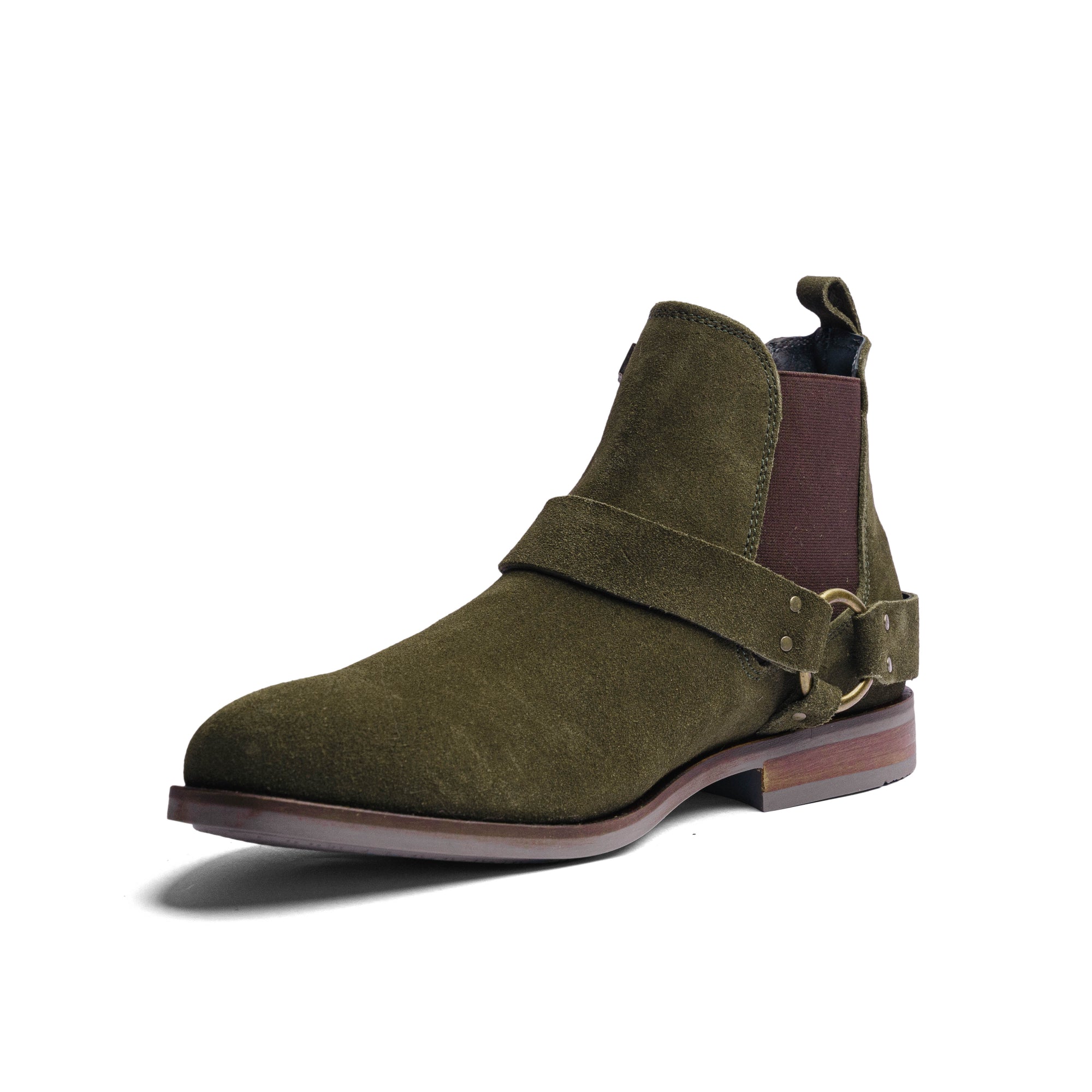 Olive Green Suede Leather LACE CHELSEA
