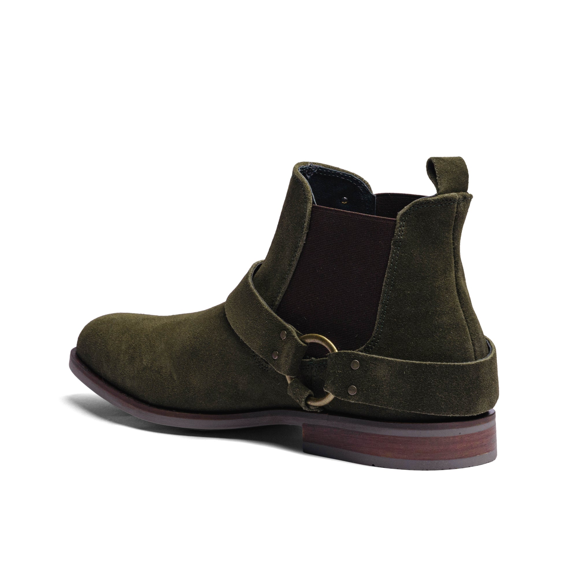 Olive Green Suede Leather LACE CHELSEA