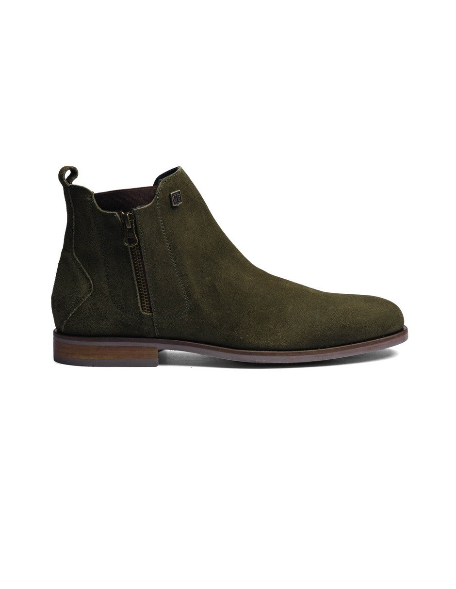 Olive Green Suede Leather ROCKSTAR CHELSEA