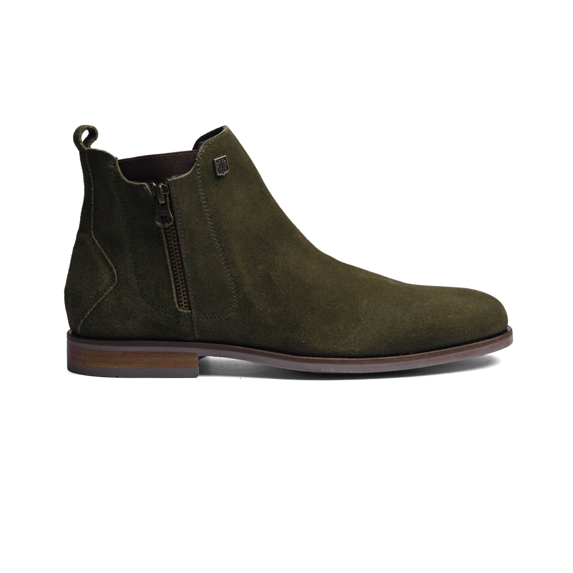 BLACK PEPPERS Olive Green Suede Leather ROCKSTAR CHELSEA