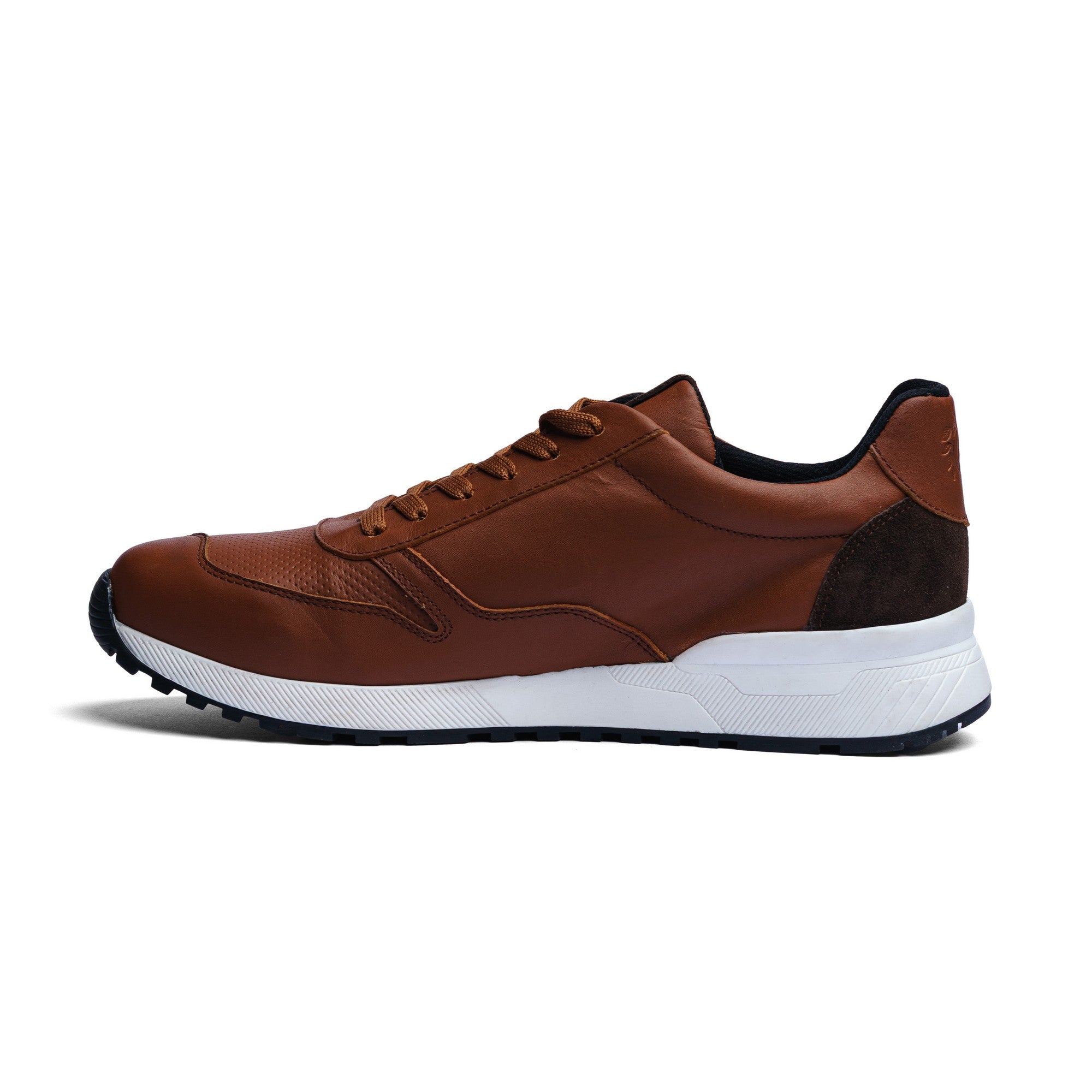 Tenis de Piel Black Peppers Trainer Leather Sneaker EOS Camel/White Sole