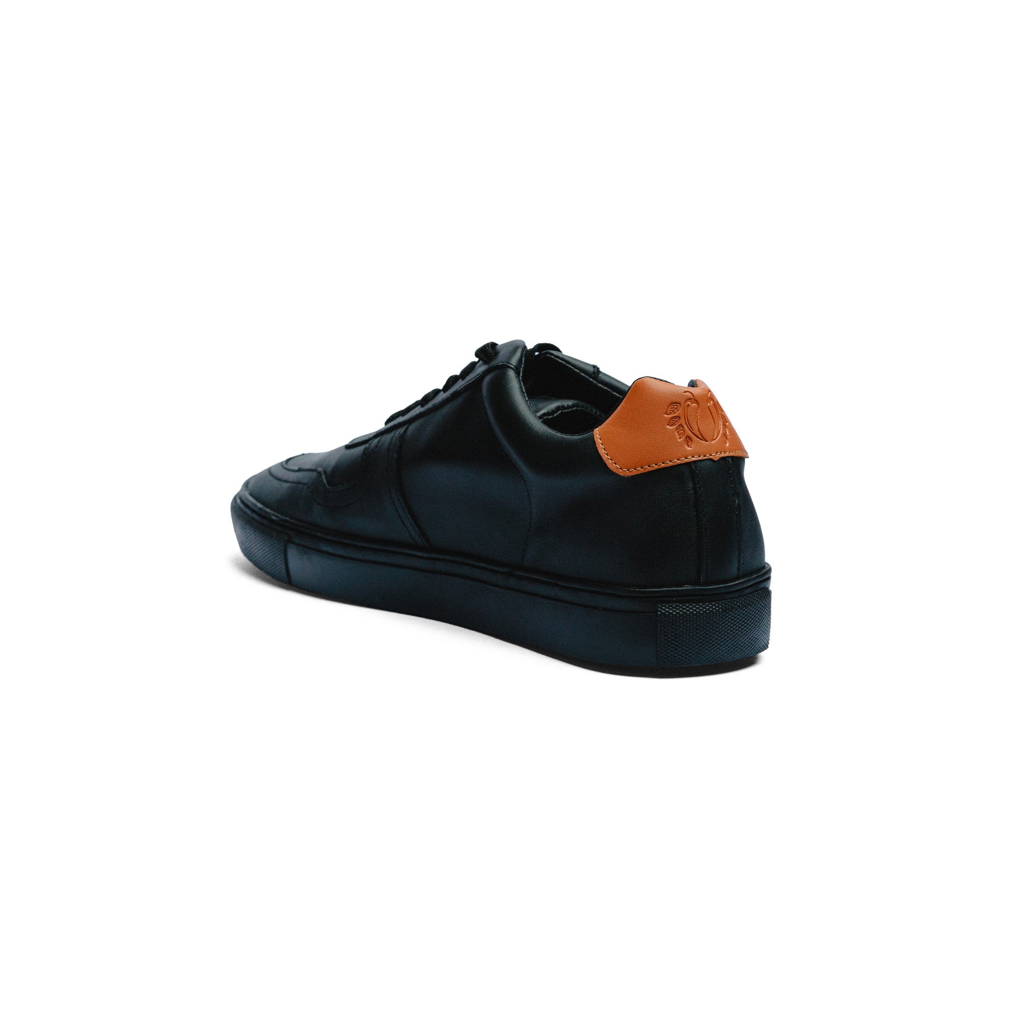 BLACK PEPPERS Lowtop Leather Sneaker TURIN Black/Orange Heel