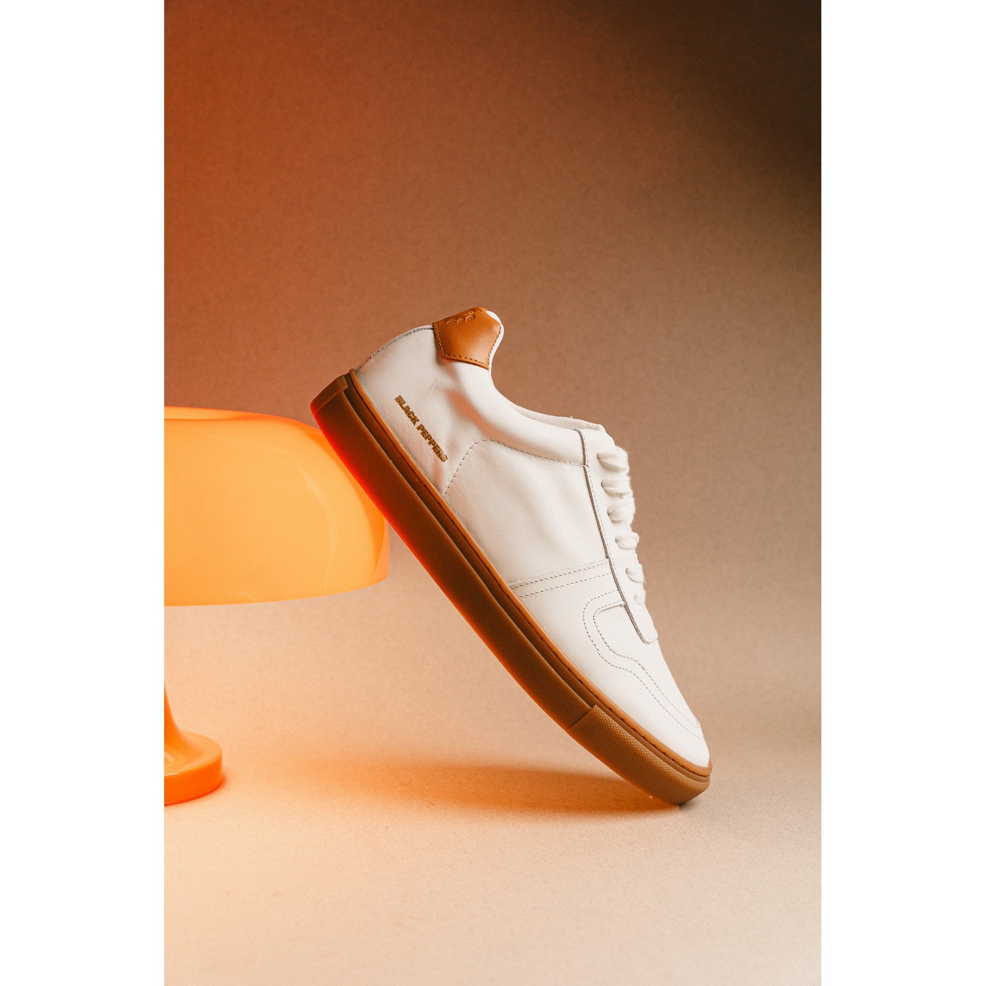 BLACK PEPPERS Lowtop Leather Sneaker TURIN White/ Rubber Sole