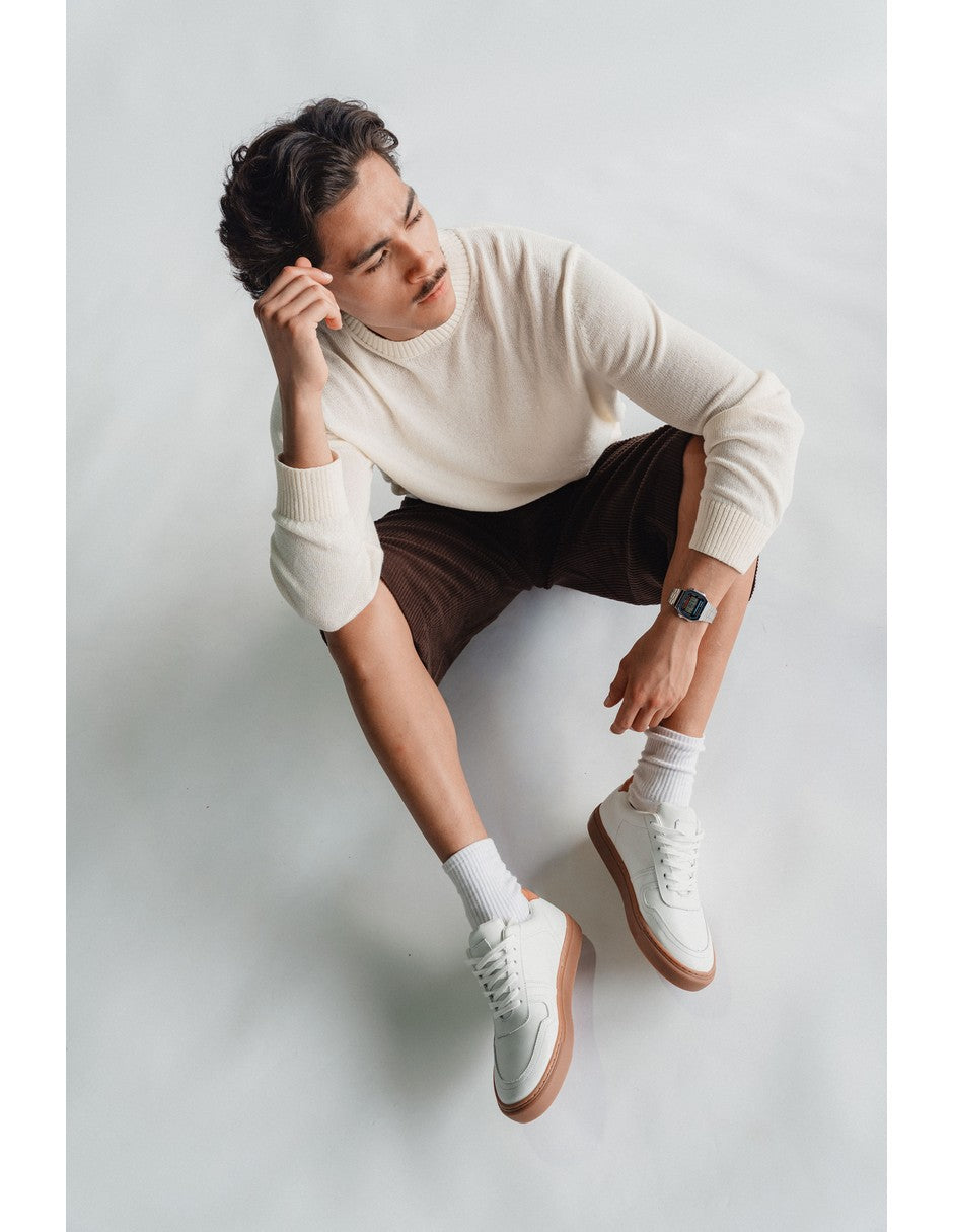 Lowtop Leather Sneaker TURIN White/ Rubber Sole