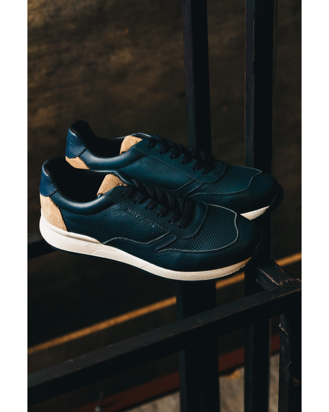 BLACK PEPPERS Trainer Leather Sneaker EOS Navy Blue