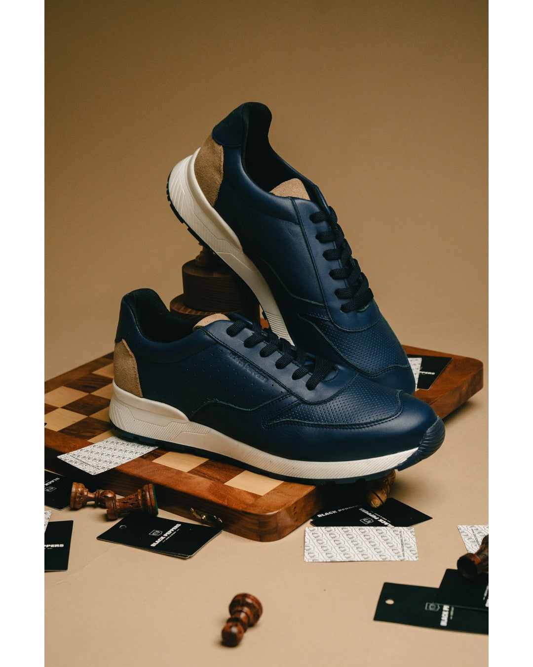 Tenis de Piel Black Peppers Trainer Leather Sneaker EOS Navy/White Sole