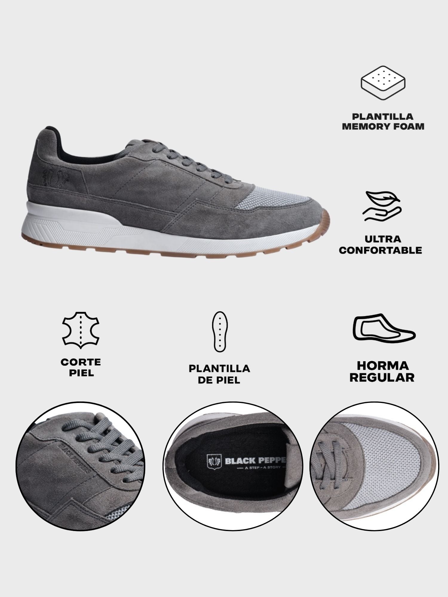 BLACK PEPPERS Trainer Suede Sneaker VERONA Gray