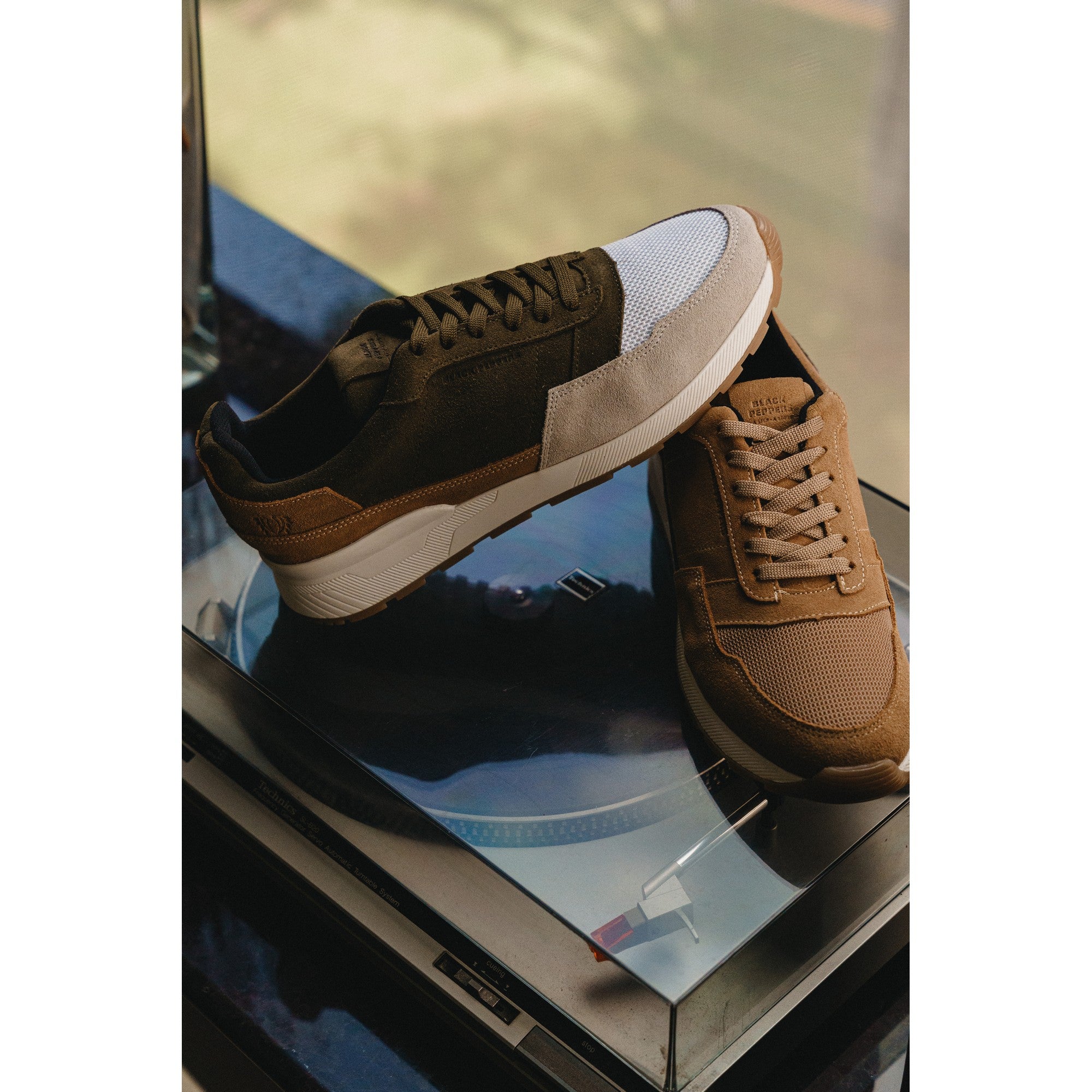 BLACK PEPPERS Trainer Suede Sneaker VERONA Military Green/Camel/Gray