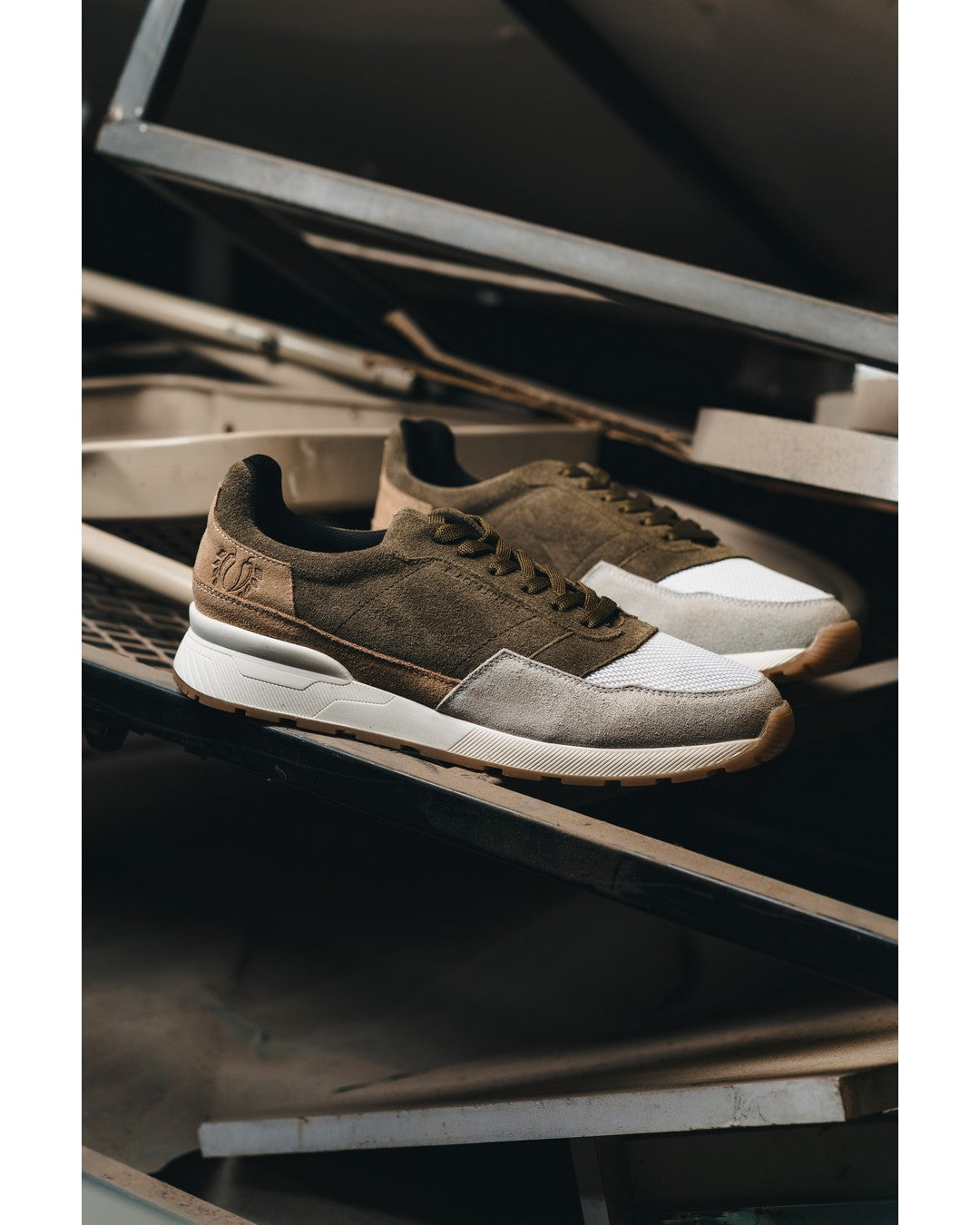 BLACK PEPPERS Trainer Suede Sneaker VERONA Military Green/Camel/Gray