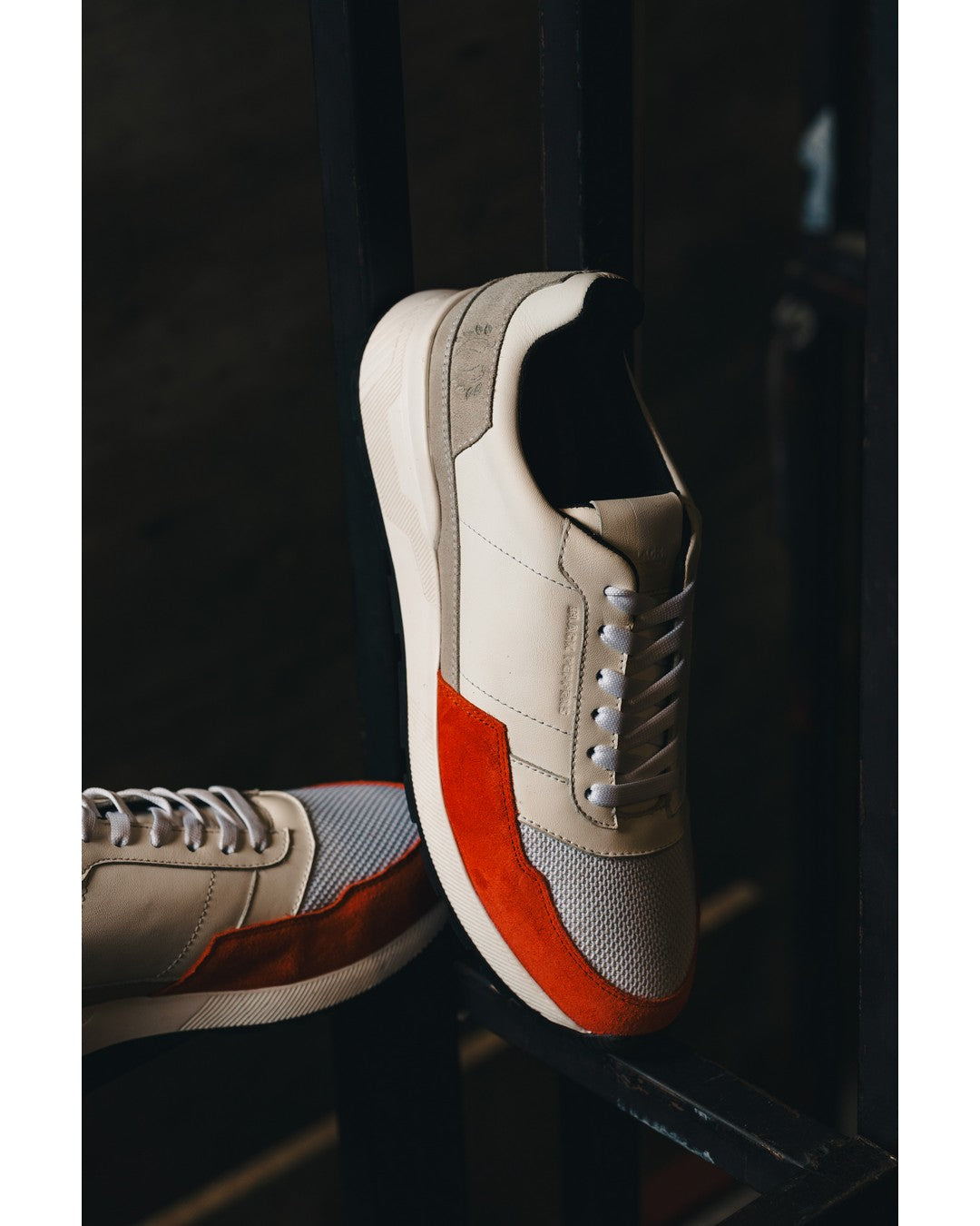 BLACK PEPPERS Trainer Leather Sneaker VERONA White/Orange