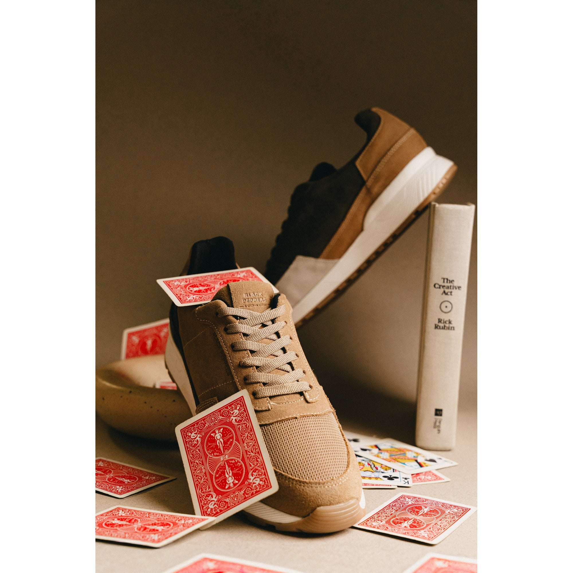 BLACK PEPPERS Trainer Suede Sneaker VERONA Gray/Camel