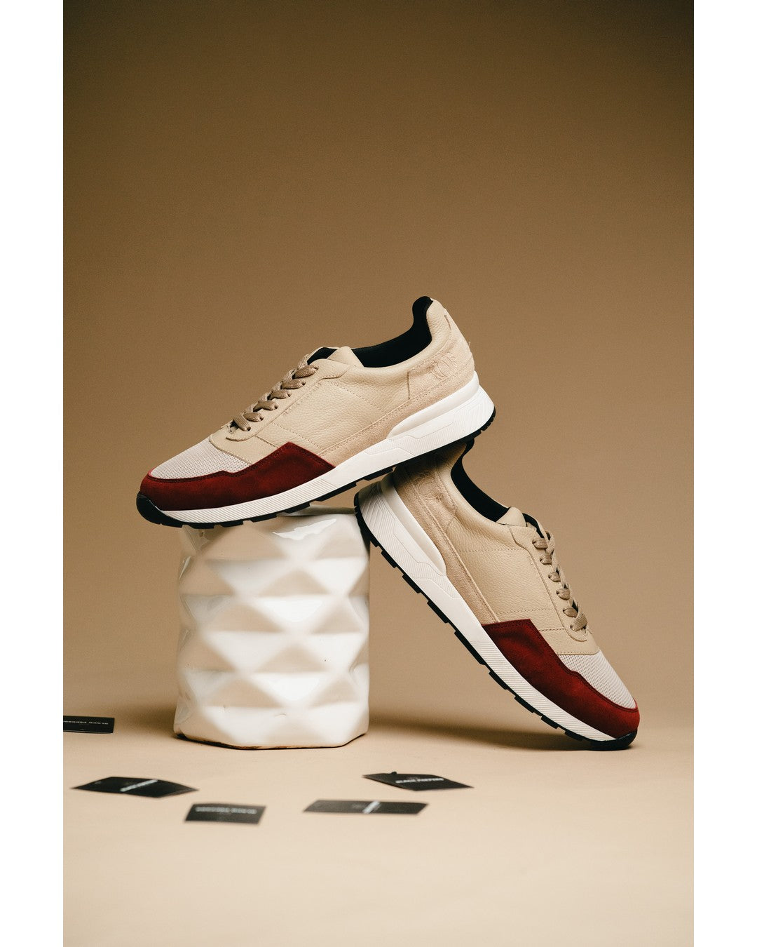BLACK PEPPERS Trainer Leather Sneaker VERONA Red/Beige