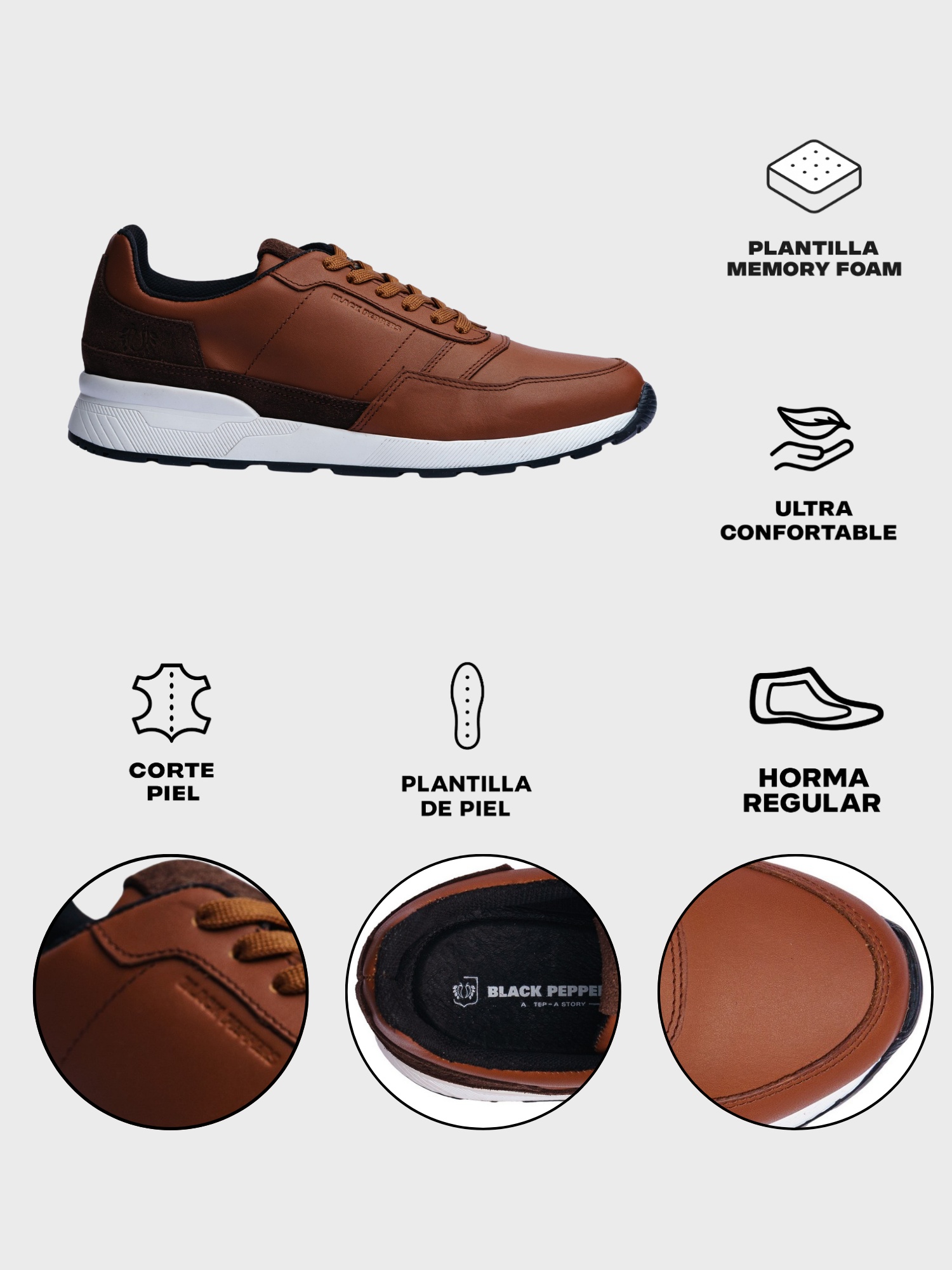 BLACK PEPPERS Trainer Leather Sneaker VERONA Camel