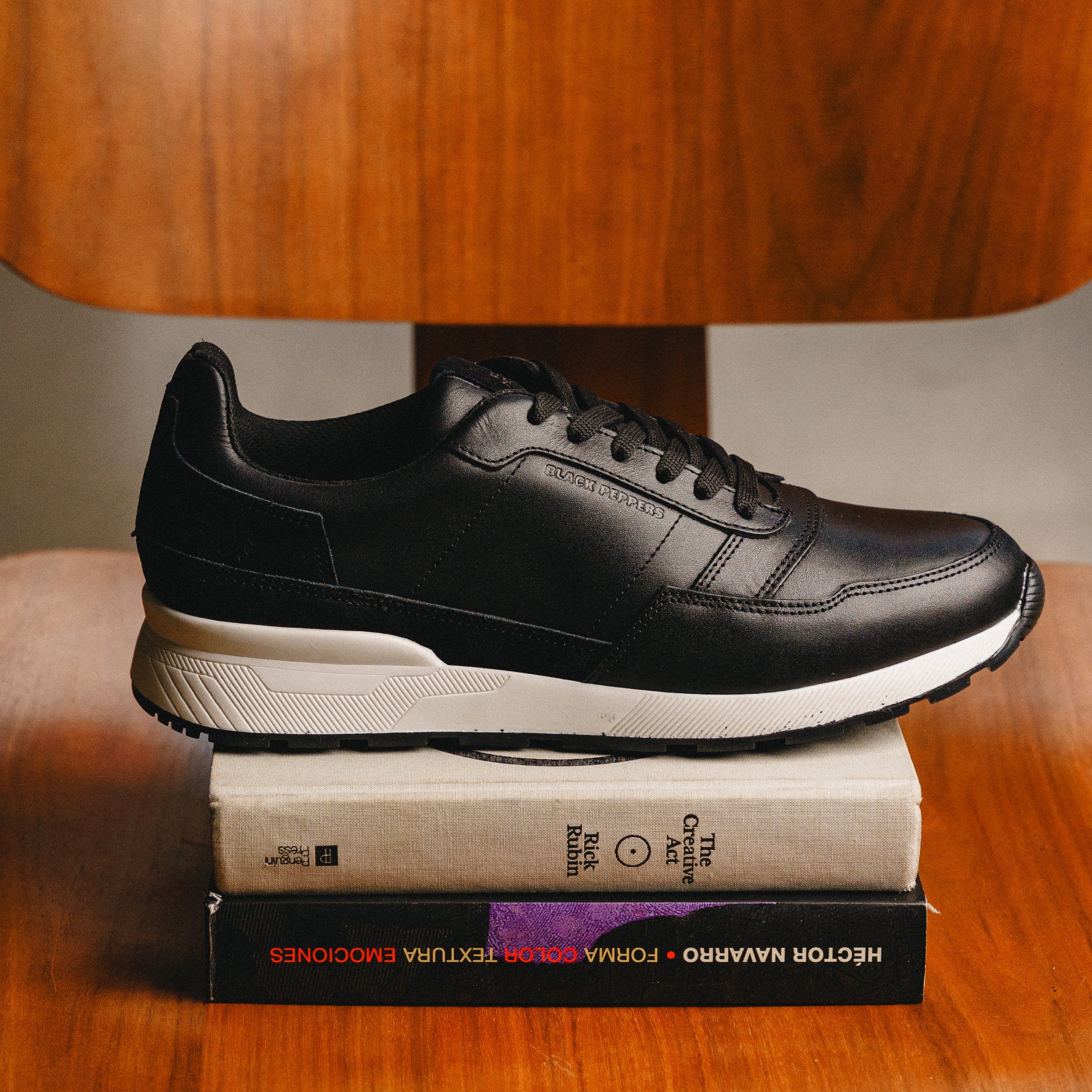 BLACK PEPPERS Trainer Leather Sneaker VERONA Black