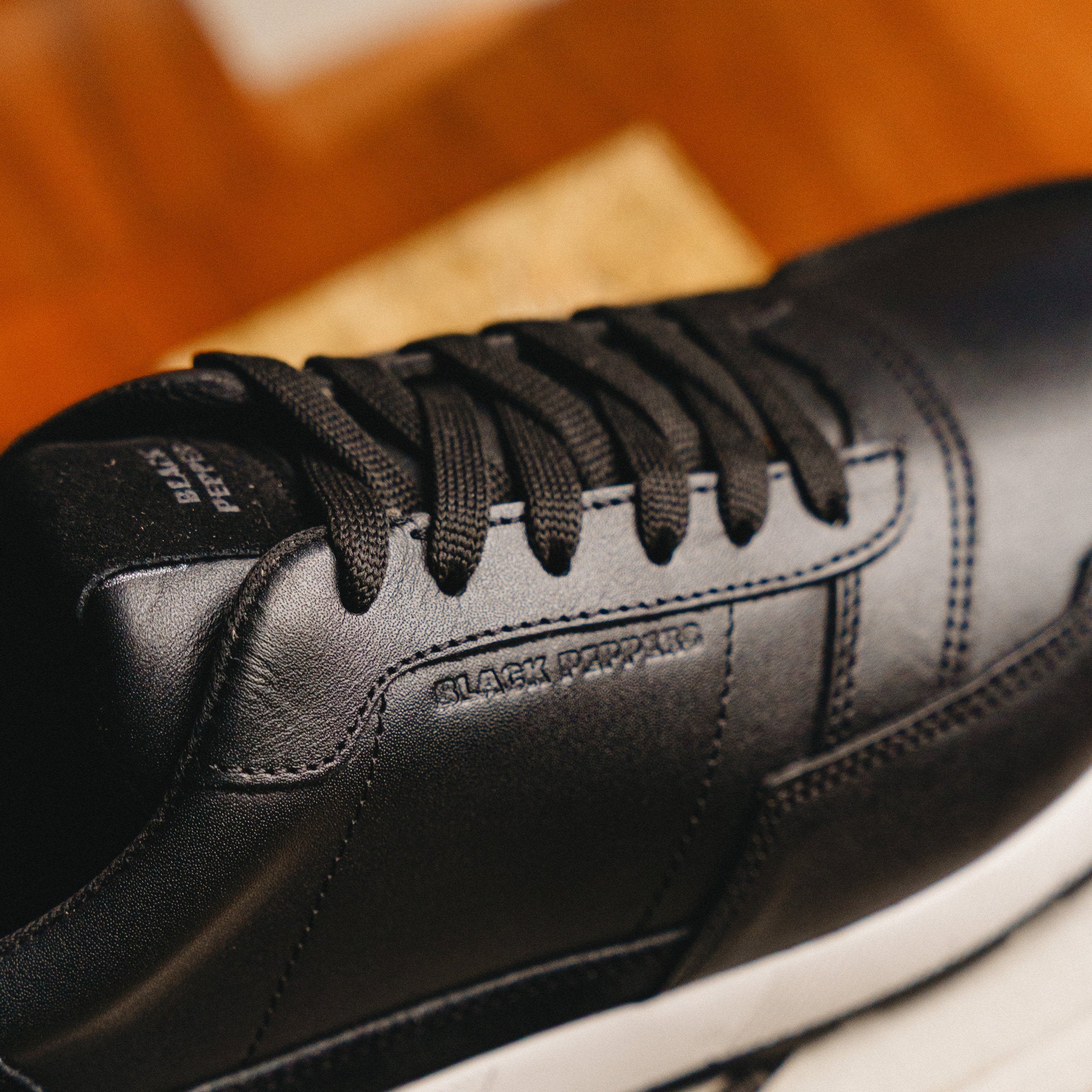 BLACK PEPPERS Trainer Leather Sneaker VERONA Black