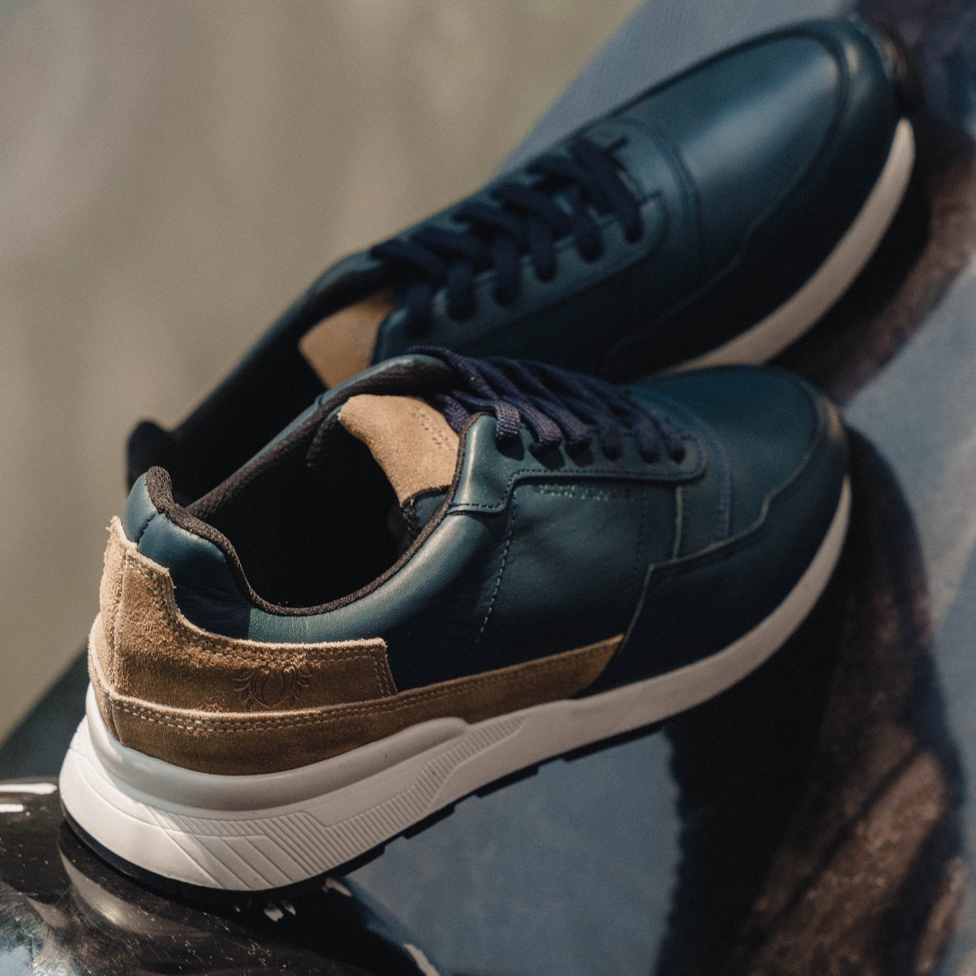 BLACK PEPPERS Trainer Leather Sneaker VERONA NAVY