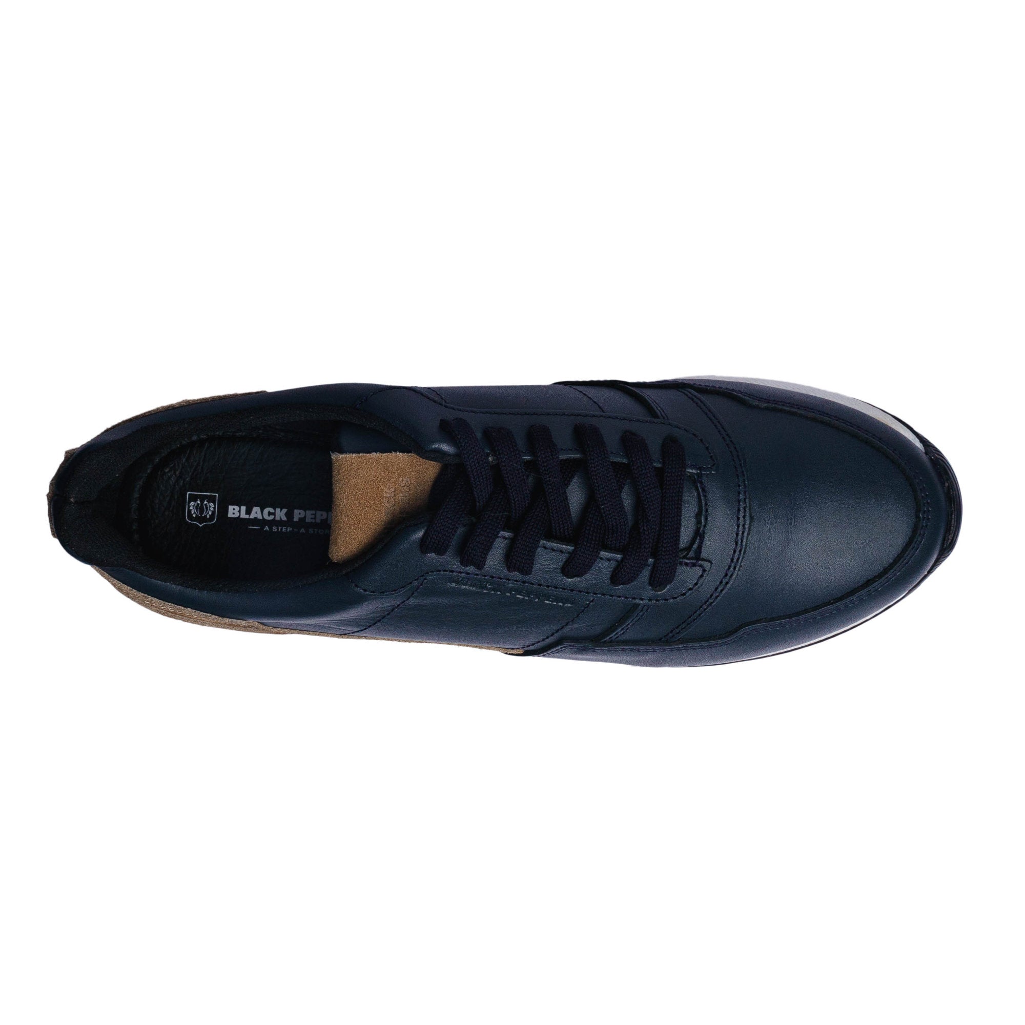 BLACK PEPPERS Trainer Leather Sneaker VERONA NAVY