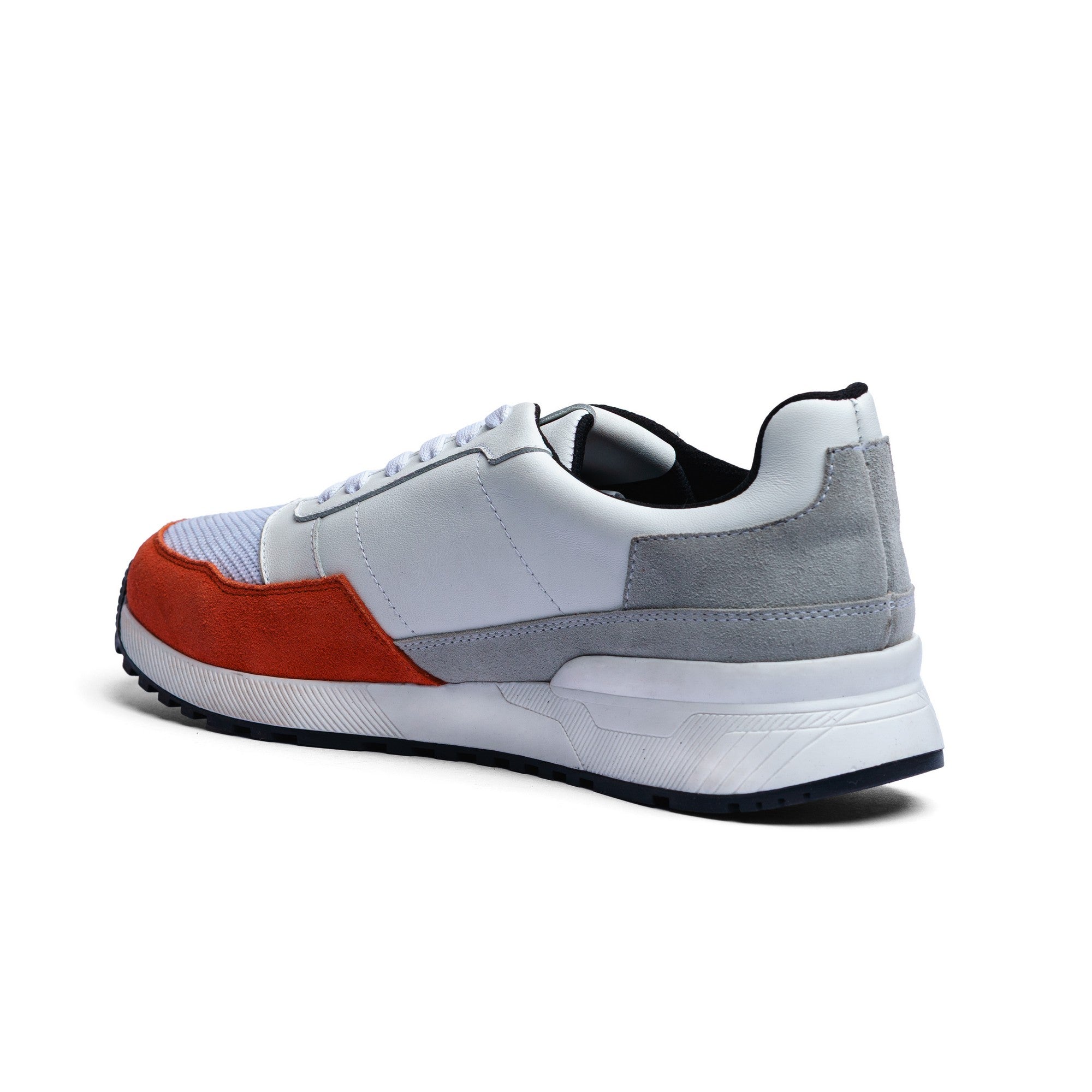 BLACK PEPPERS Trainer Leather Sneaker VERONA White/Orange