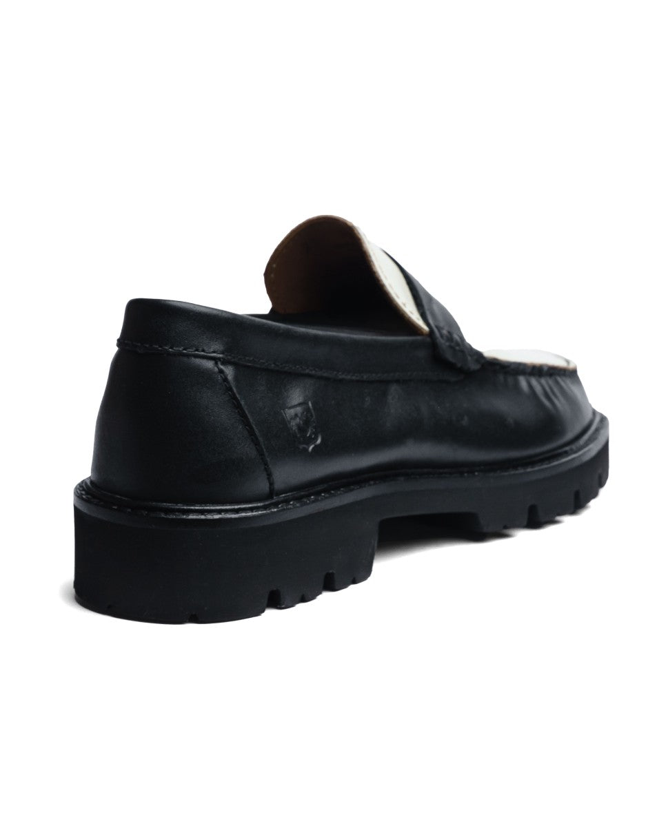 Leather Loafers Black/White