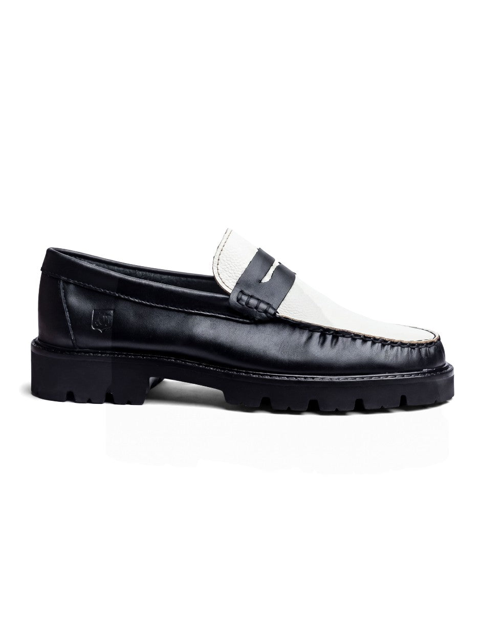 Leather Loafers Black/White