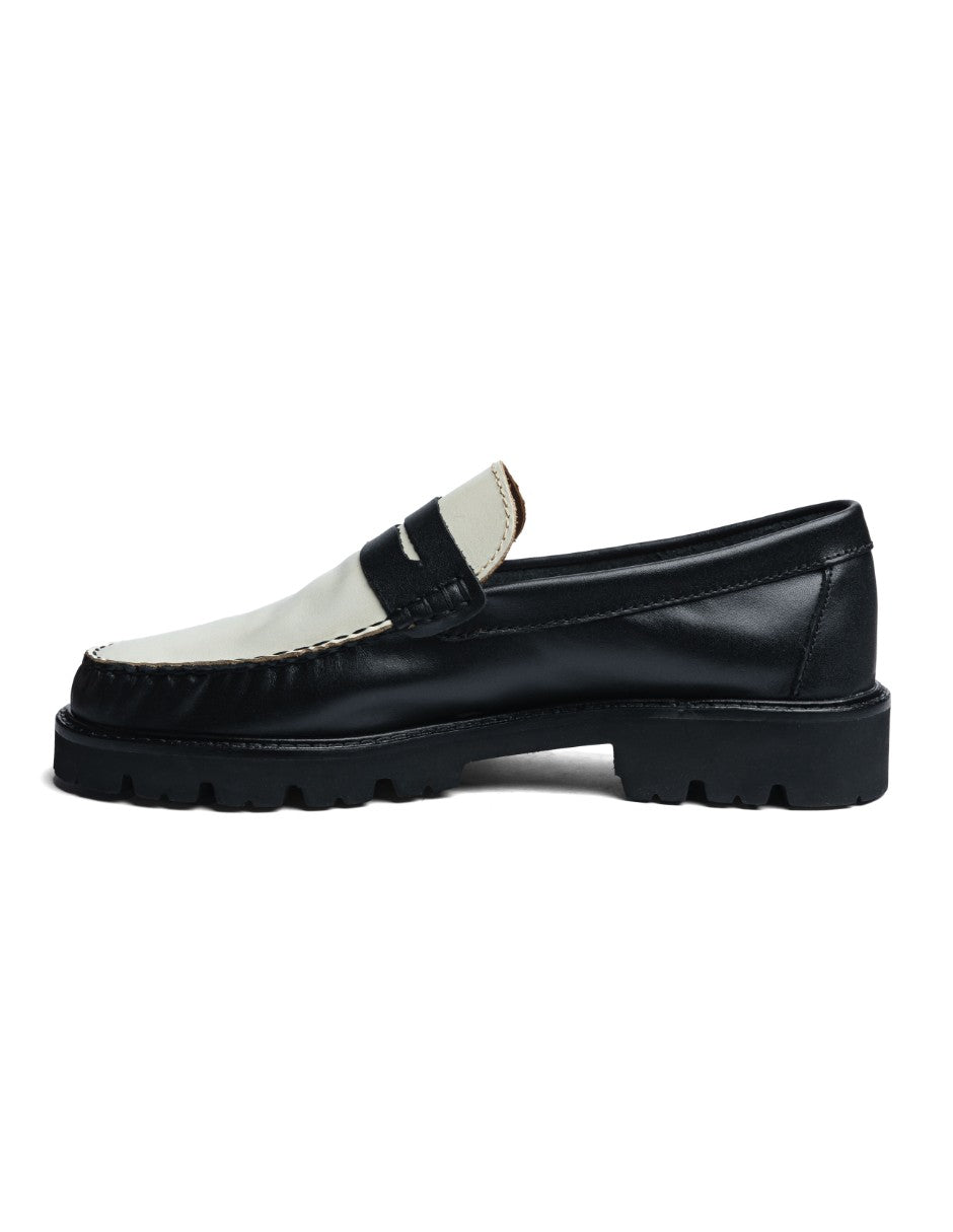 Leather Loafers Black/White