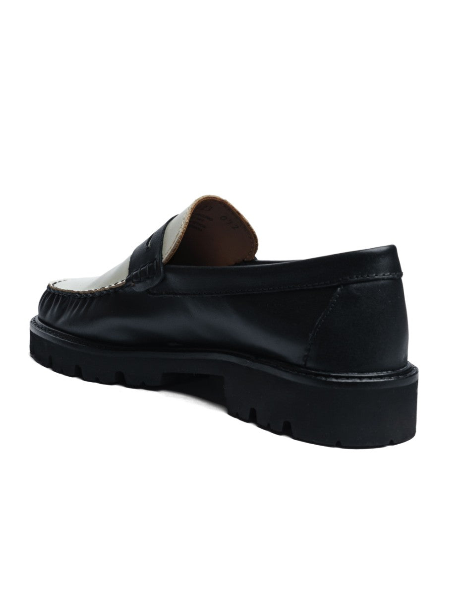 Leather Loafers Black/White