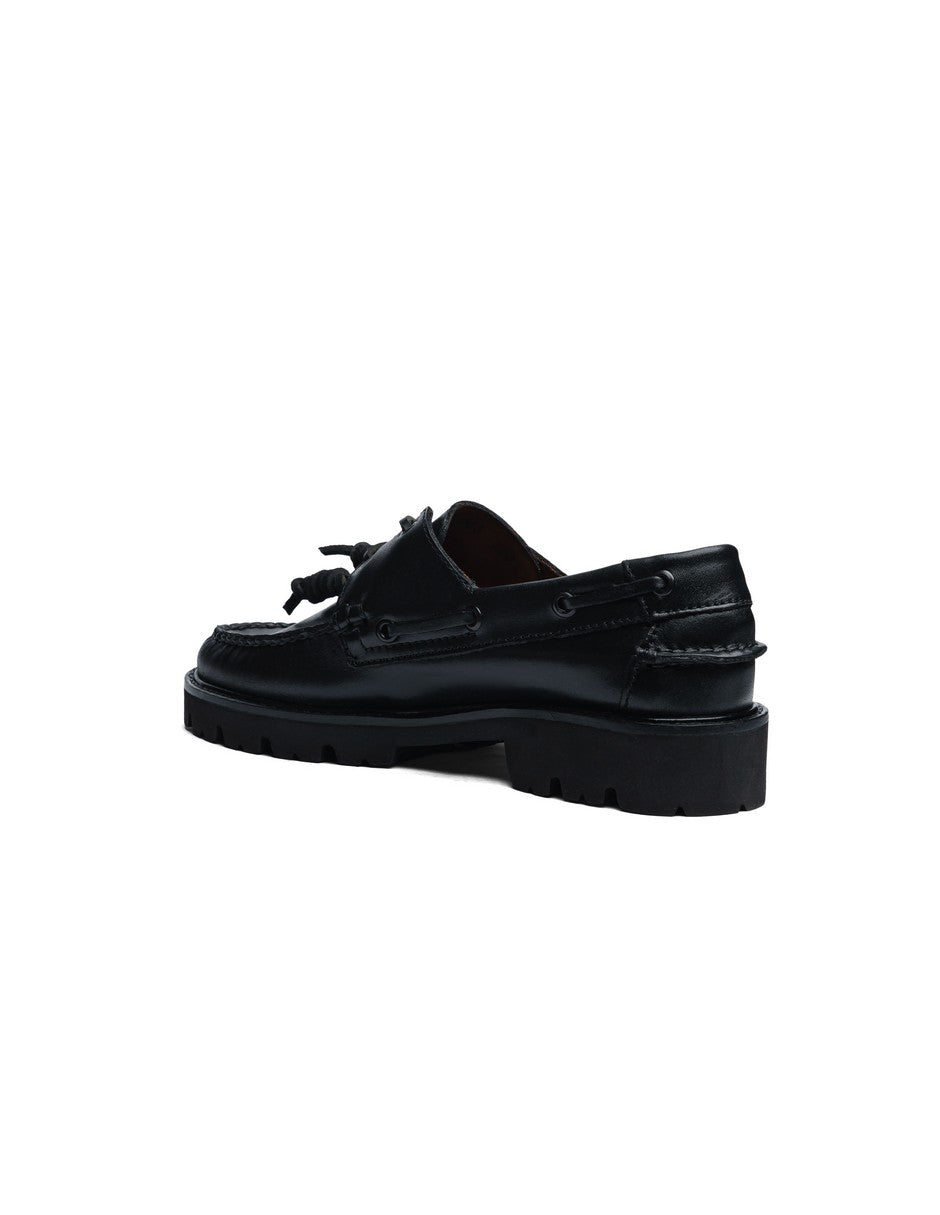 Leather Boat Shoe Black