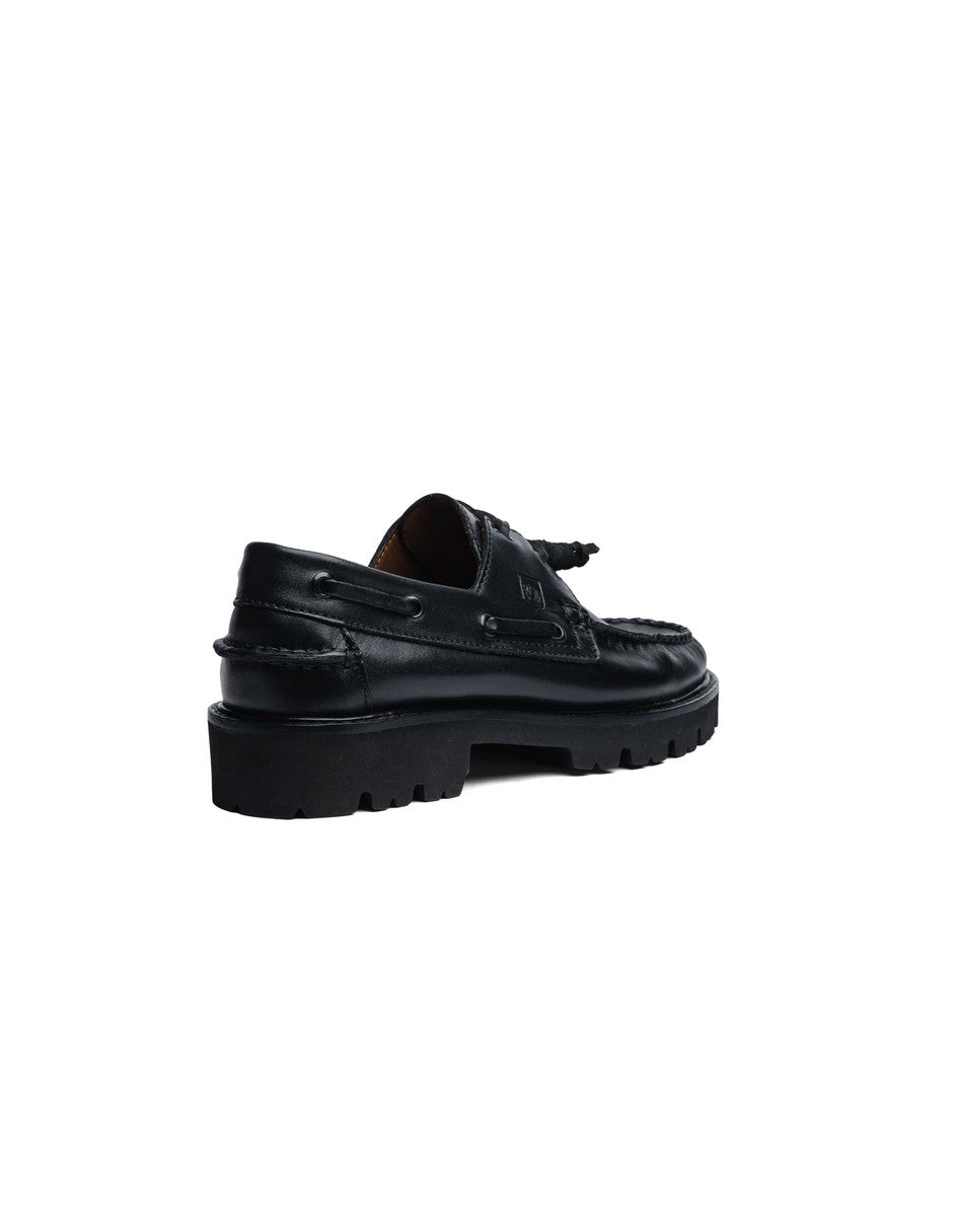 Leather Boat Shoe Black