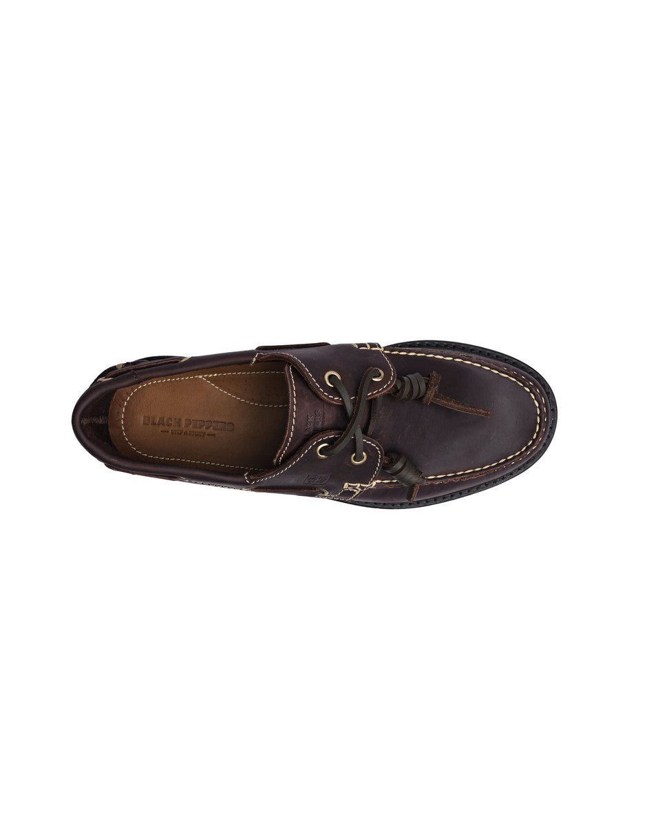 Leather Boat Shoe Wine