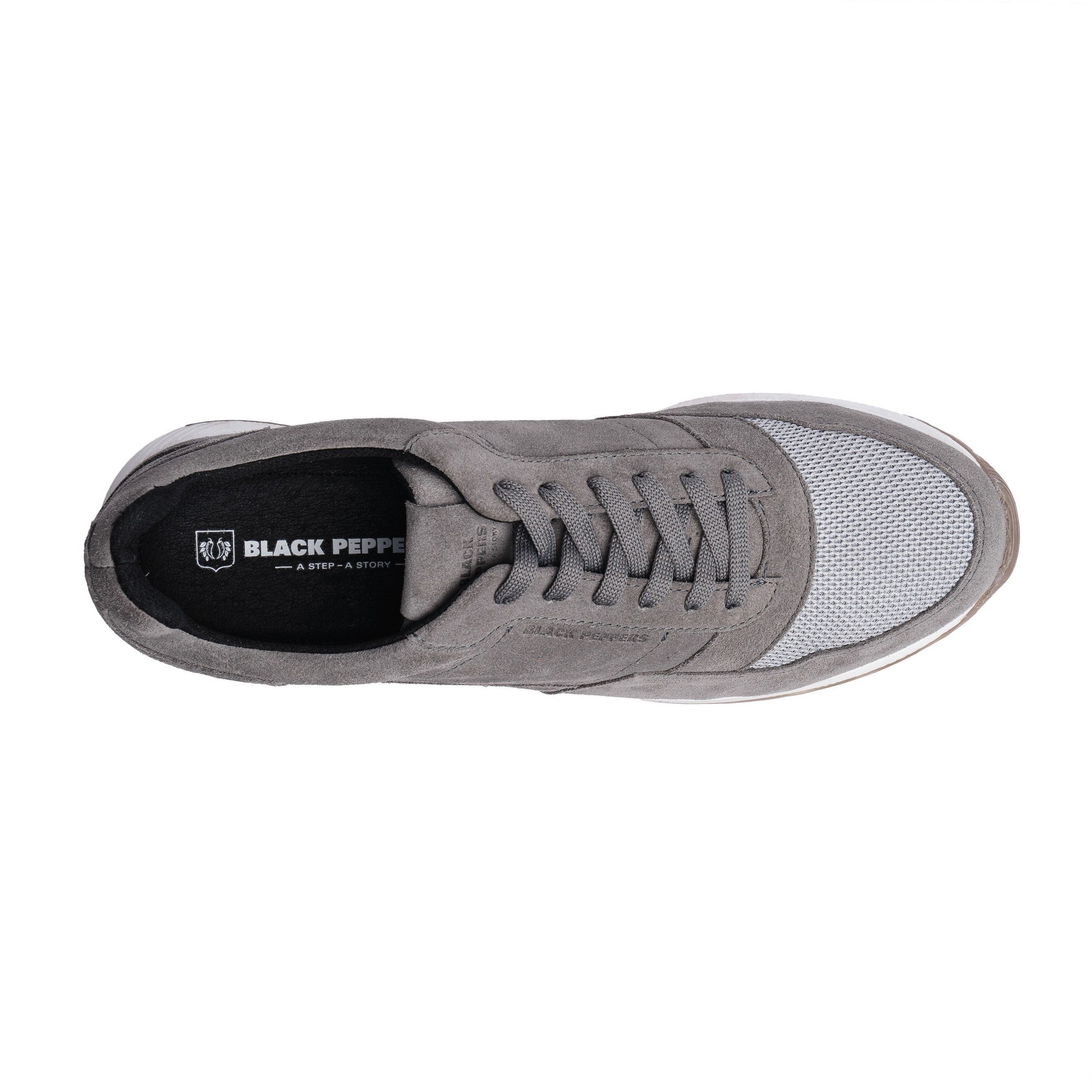 Tenis de Piel Black Peppers Trainer Leather Sneaker VERONA Gray/White Sole