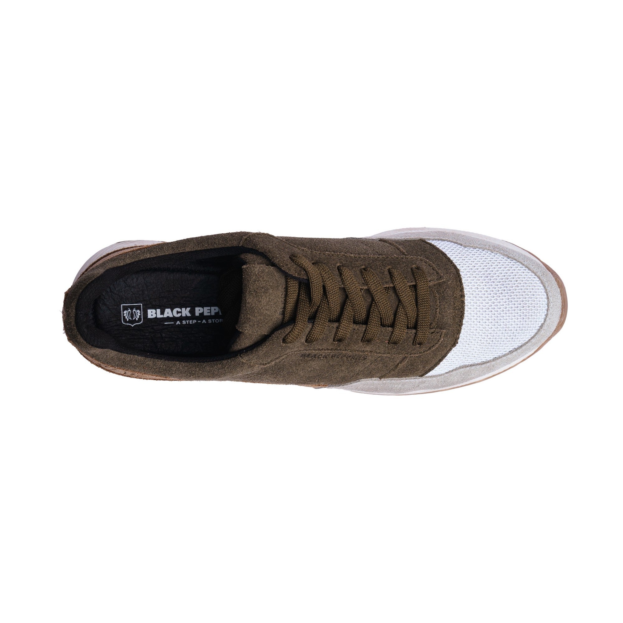 BLACK PEPPERS Trainer Suede Sneaker VERONA Military Green/Camel/Gray